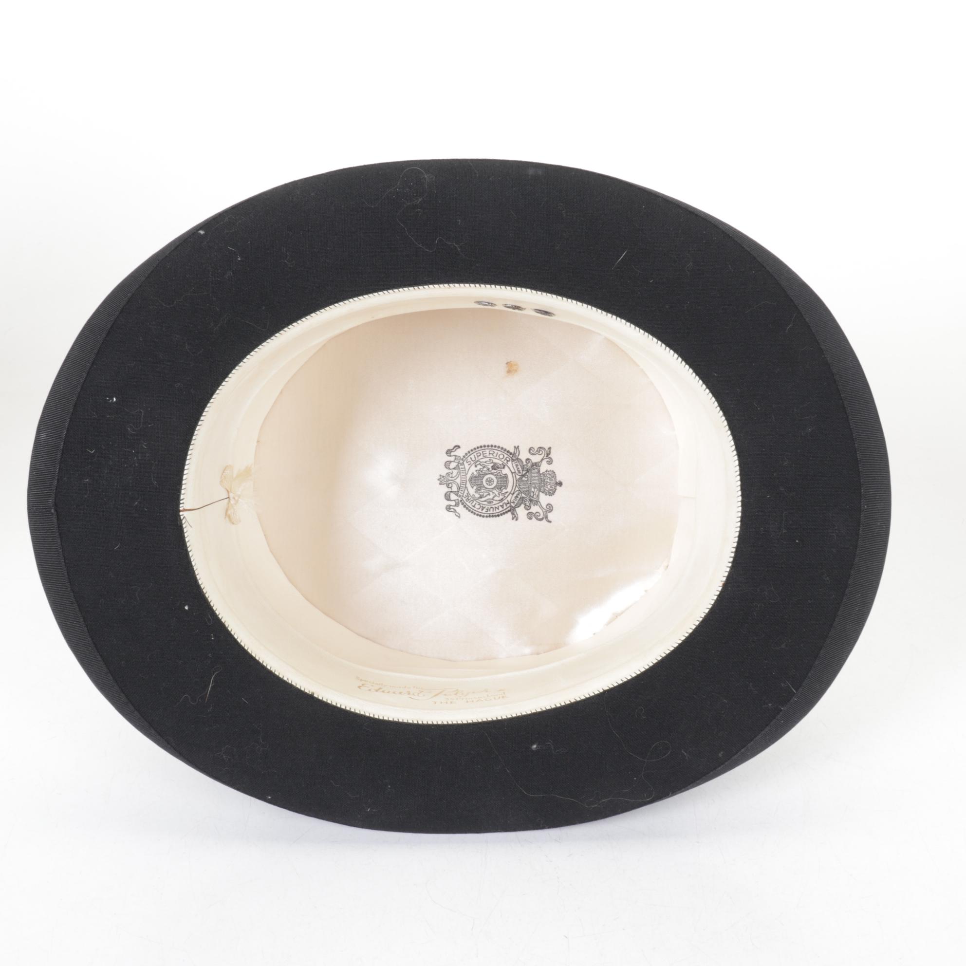 Eduard Pelger Fur Felt Top Hat with Black Velvet Cloche Hat