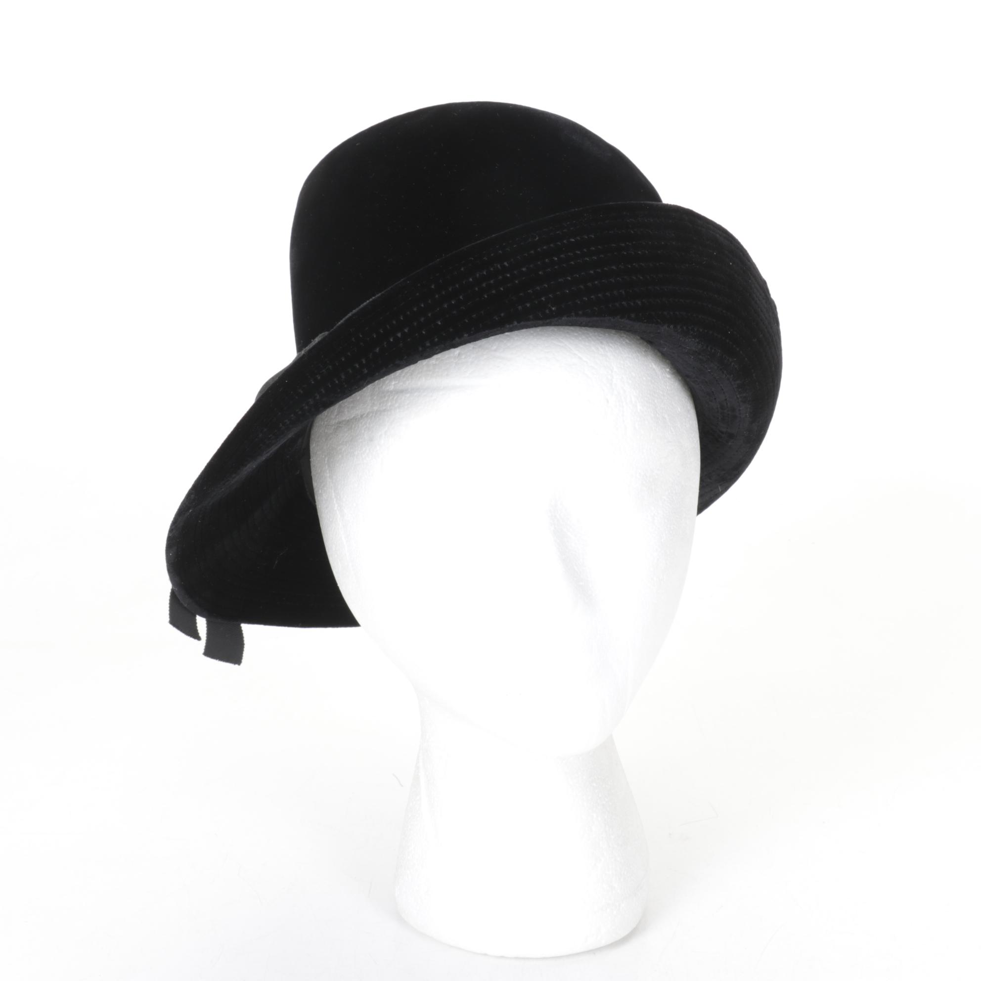Eduard Pelger Fur Felt Top Hat with Black Velvet Cloche Hat