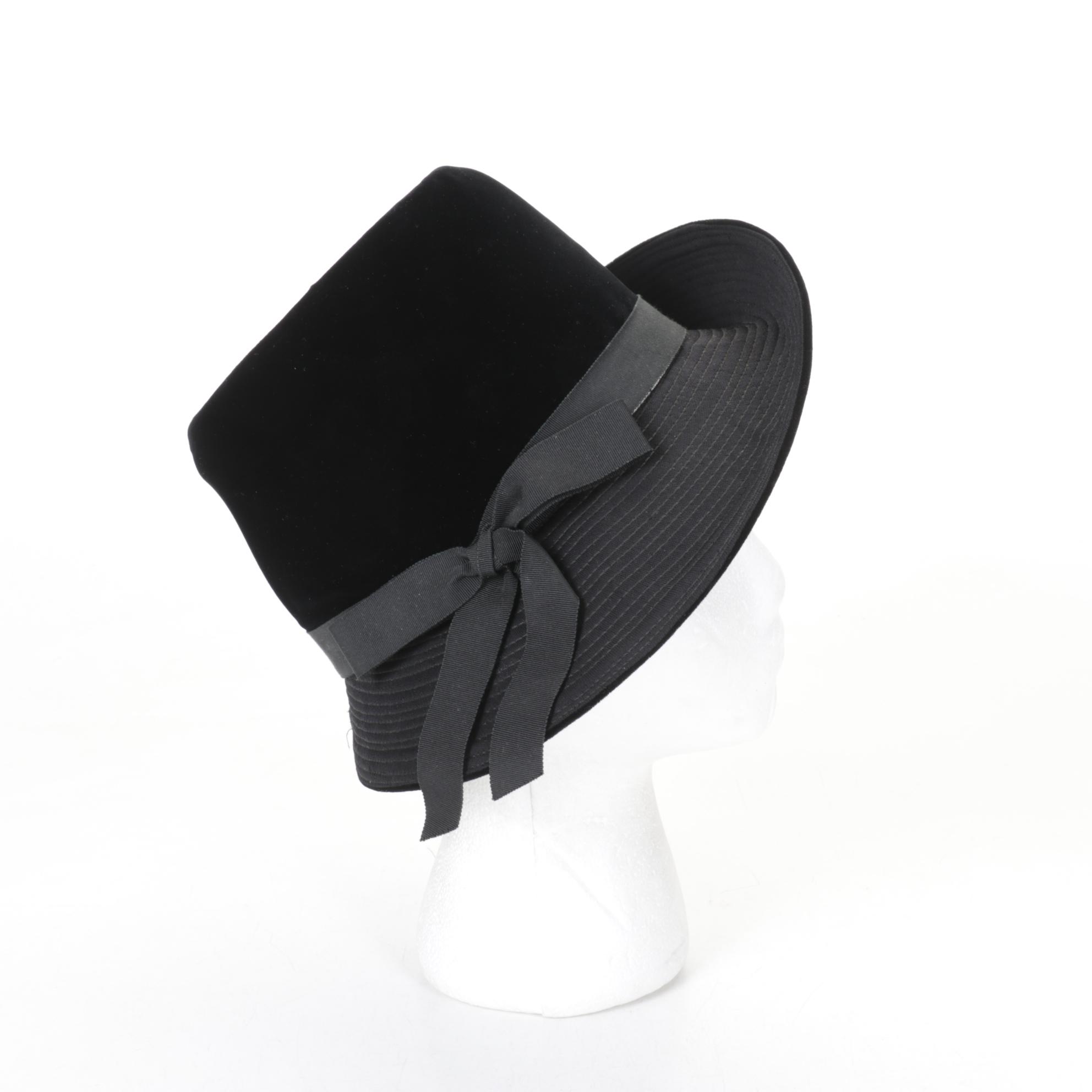 Eduard Pelger Fur Felt Top Hat with Black Velvet Cloche Hat