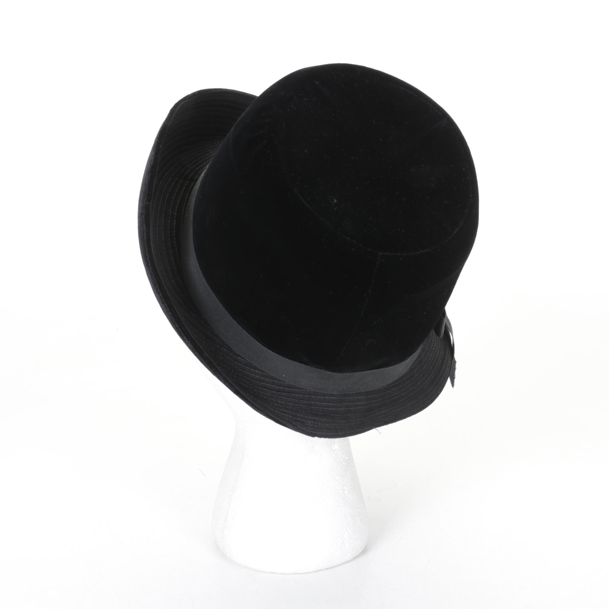 Eduard Pelger Fur Felt Top Hat with Black Velvet Cloche Hat