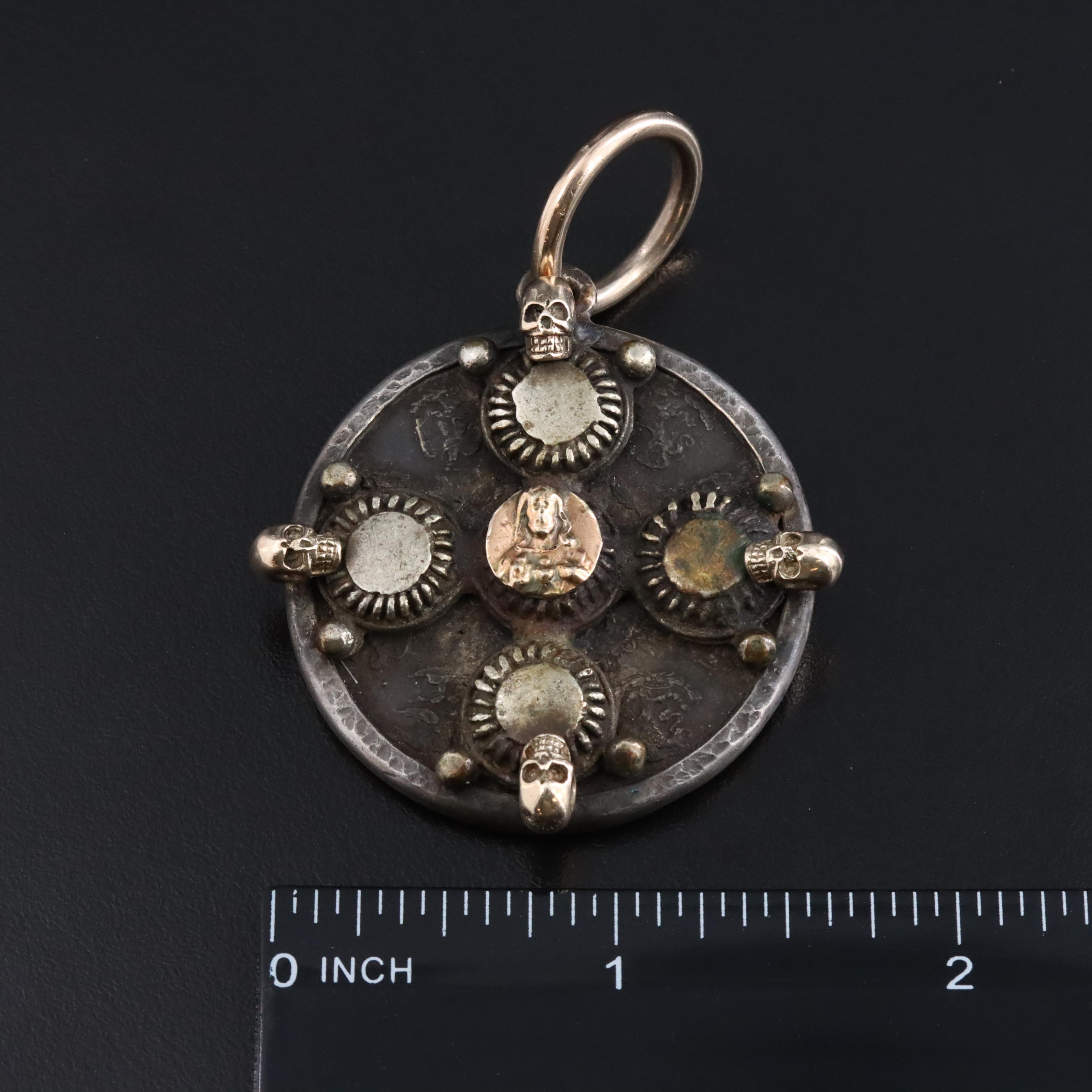 Antique Garnet Cross and Sterling 2002 Mexican Silver Bullion Coin Pendants