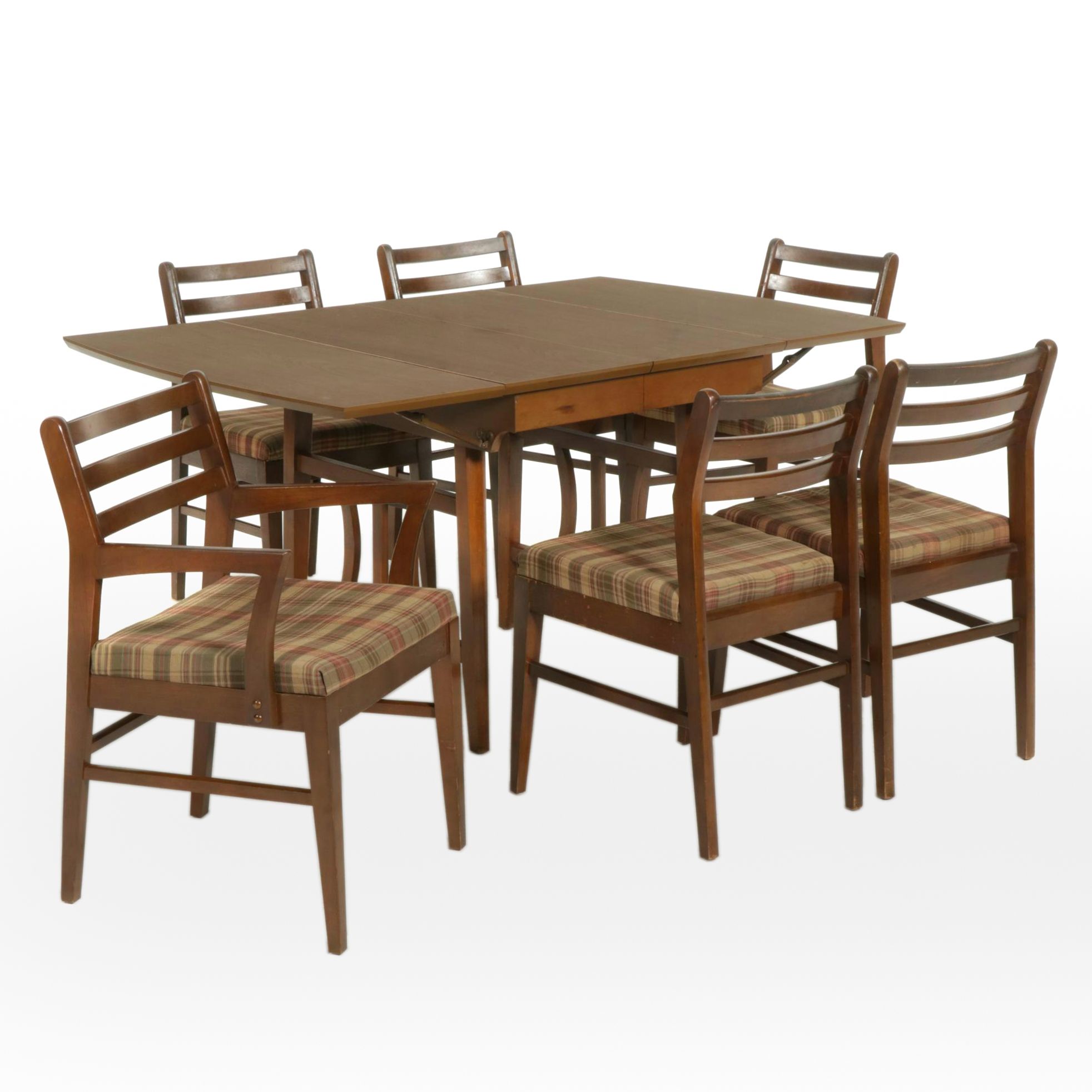 Mid Century Modern Drop-Leaf Dining Table with Six Chairs