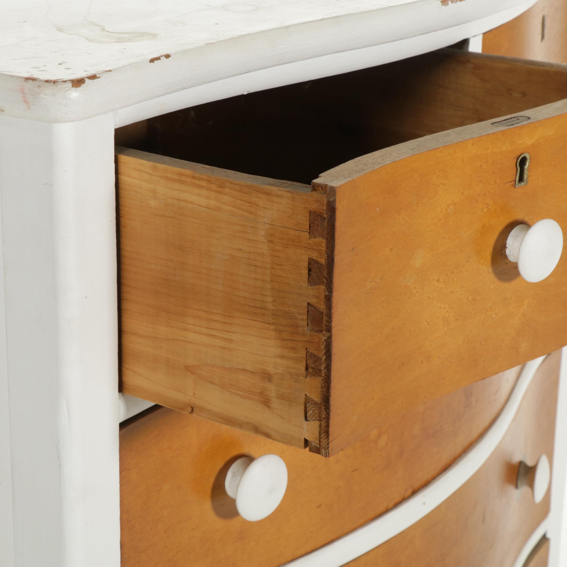 Lebanon Valley Painted Serpentine Front Chest of Drawers, Mid-20th Century