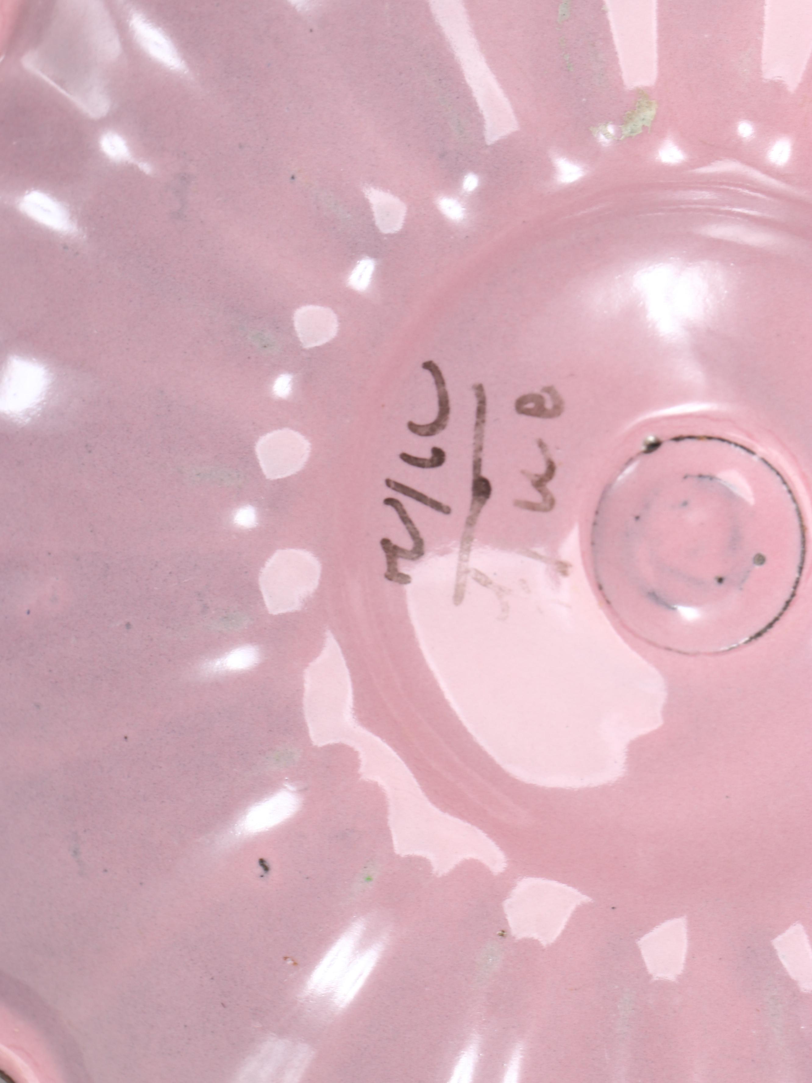 Pink Enameled Lavabo with Tub and Other Decor, Early to Mid-20th Century