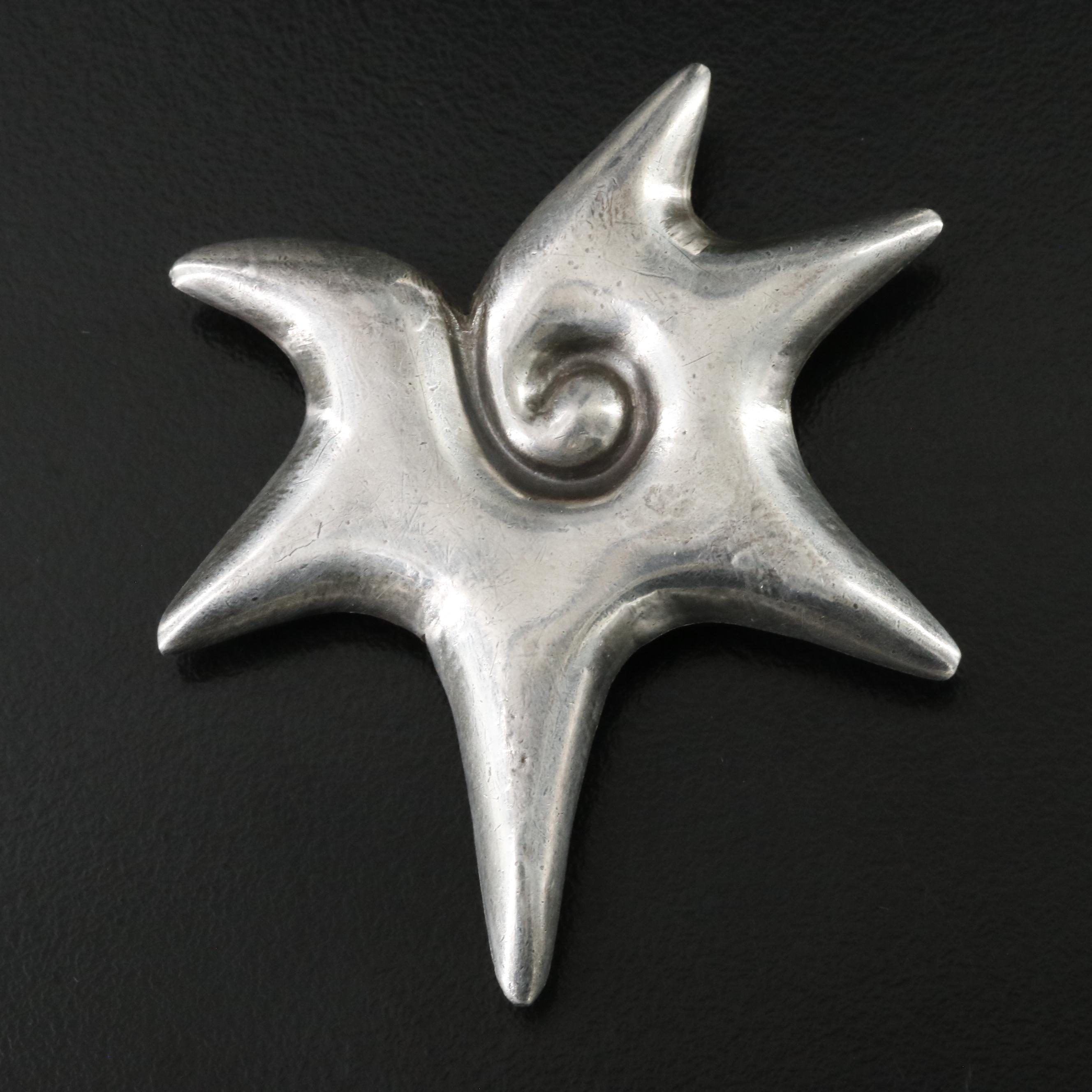 William Spratling Mexican "Choluteca Conch" Sterling Dress Pin, 1940s