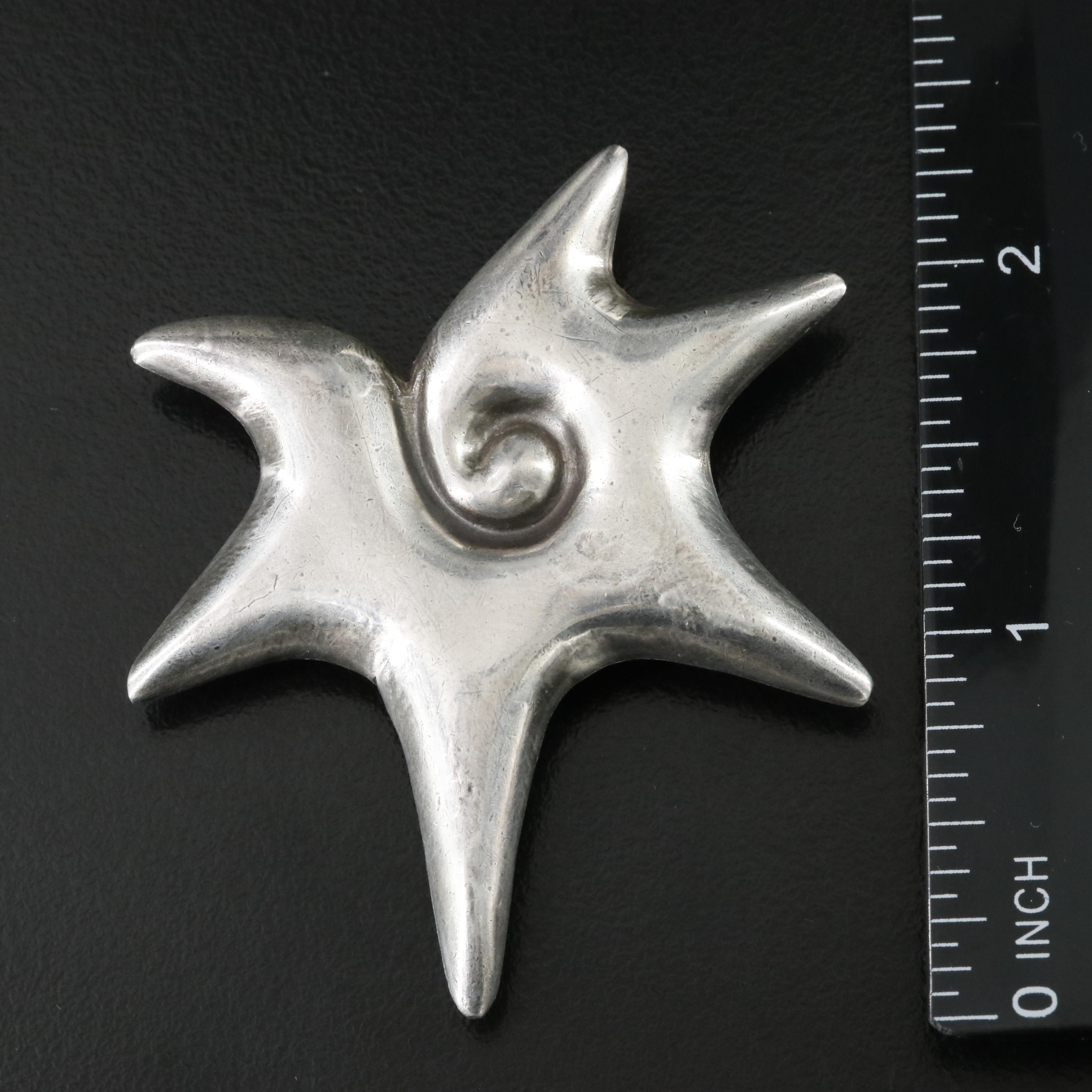 William Spratling Mexican "Choluteca Conch" Sterling Dress Pin, 1940s