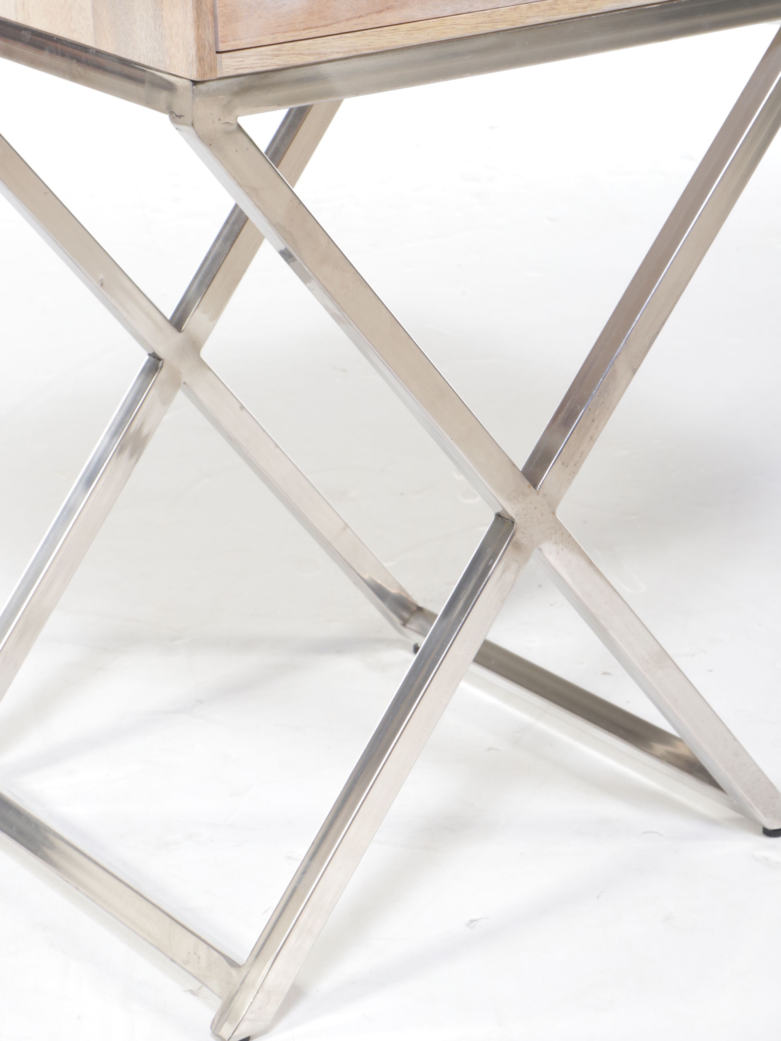 Threshold Contemporary Wood and Chrome Accent Table