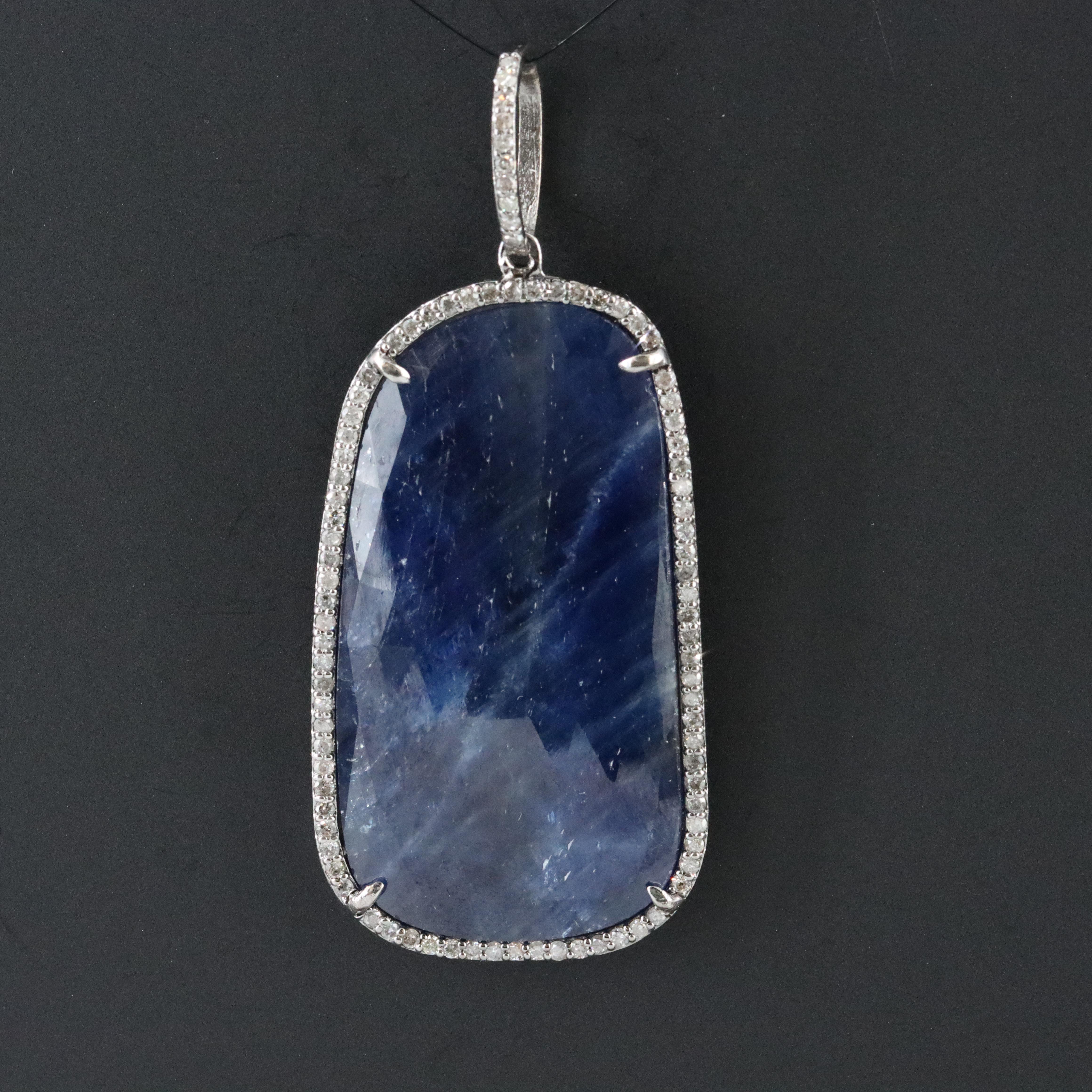 Sterling Sapphire and Diamond Pendant Attributed to Sheryl Lowe
