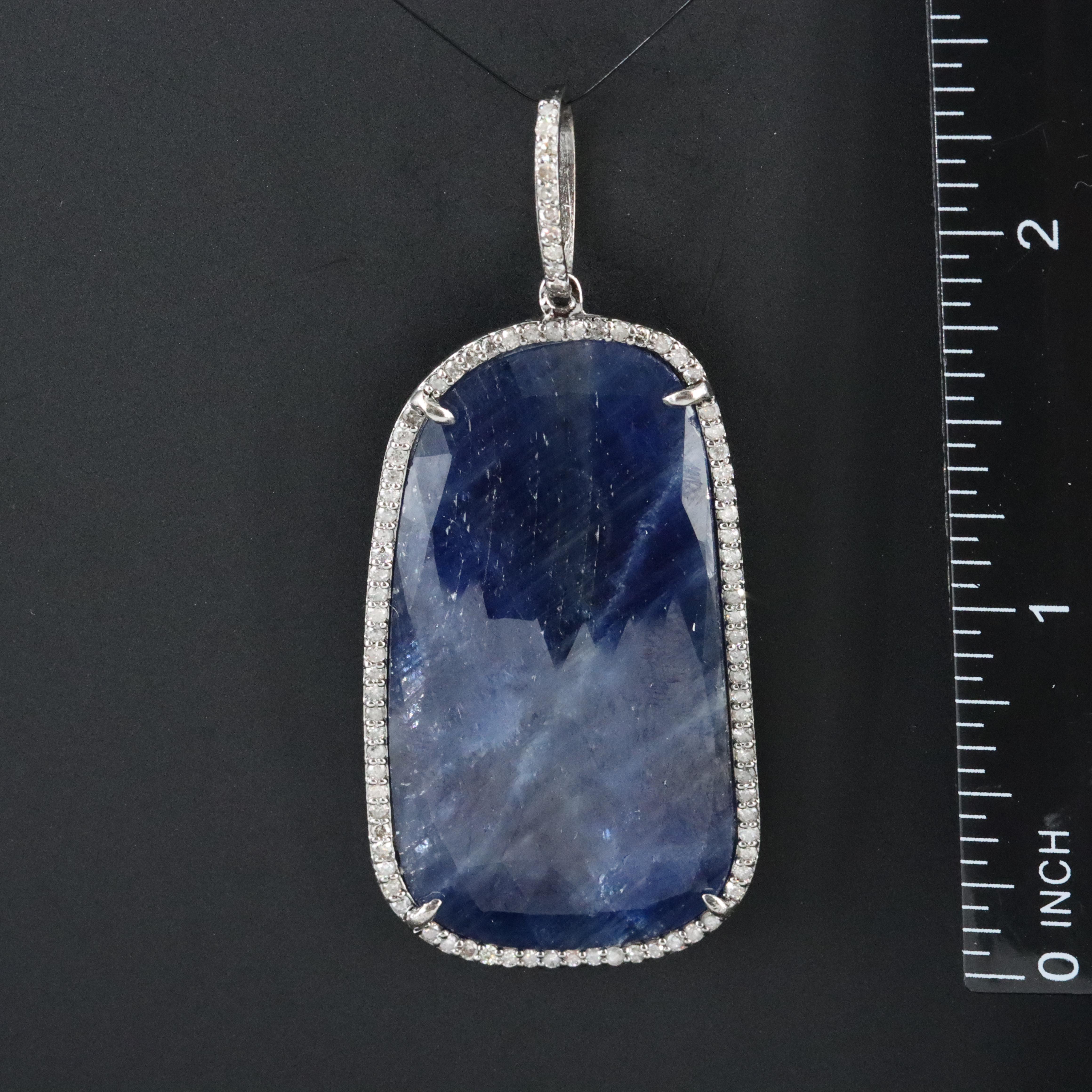 Sterling Sapphire and Diamond Pendant Attributed to Sheryl Lowe
