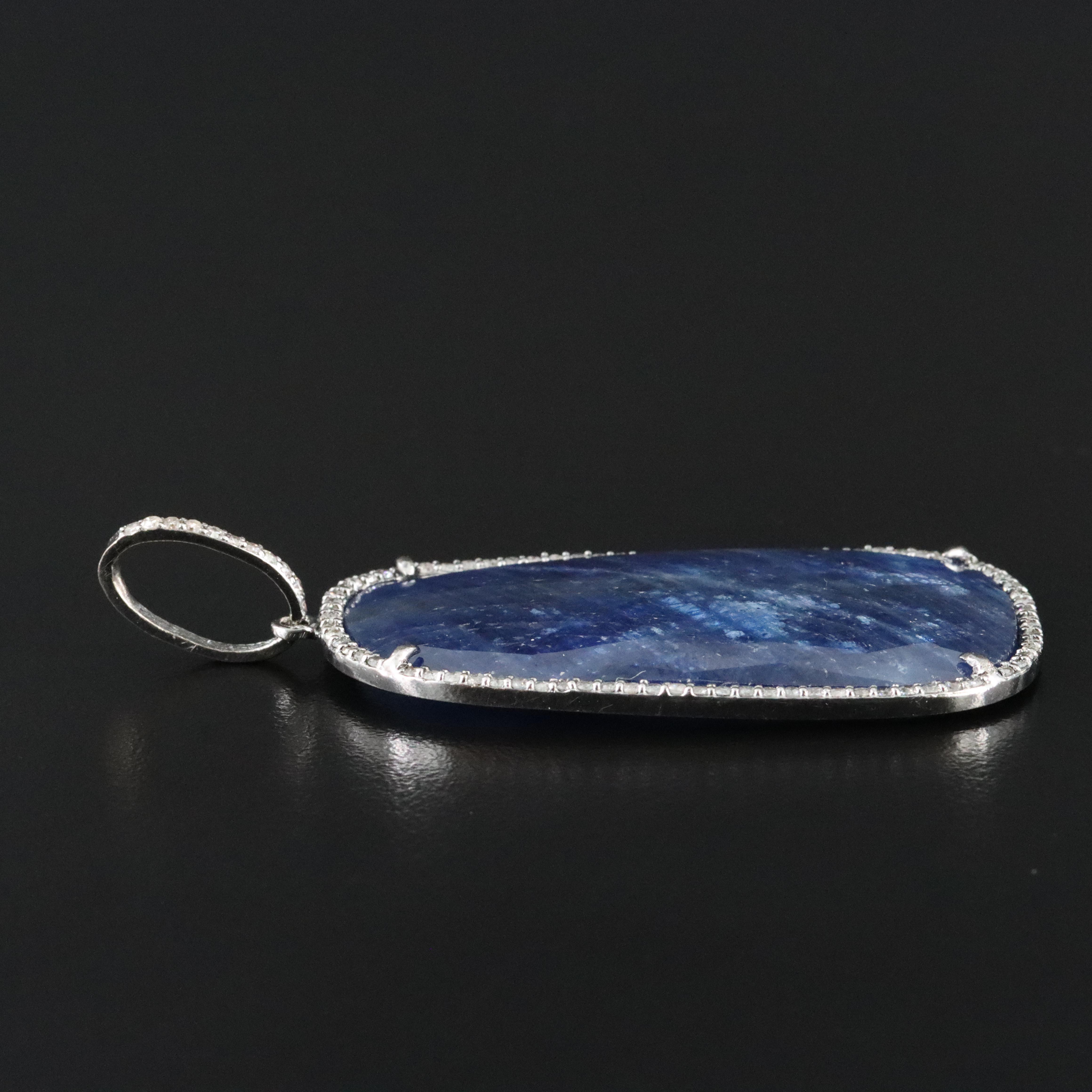 Sterling Sapphire and Diamond Pendant Attributed to Sheryl Lowe