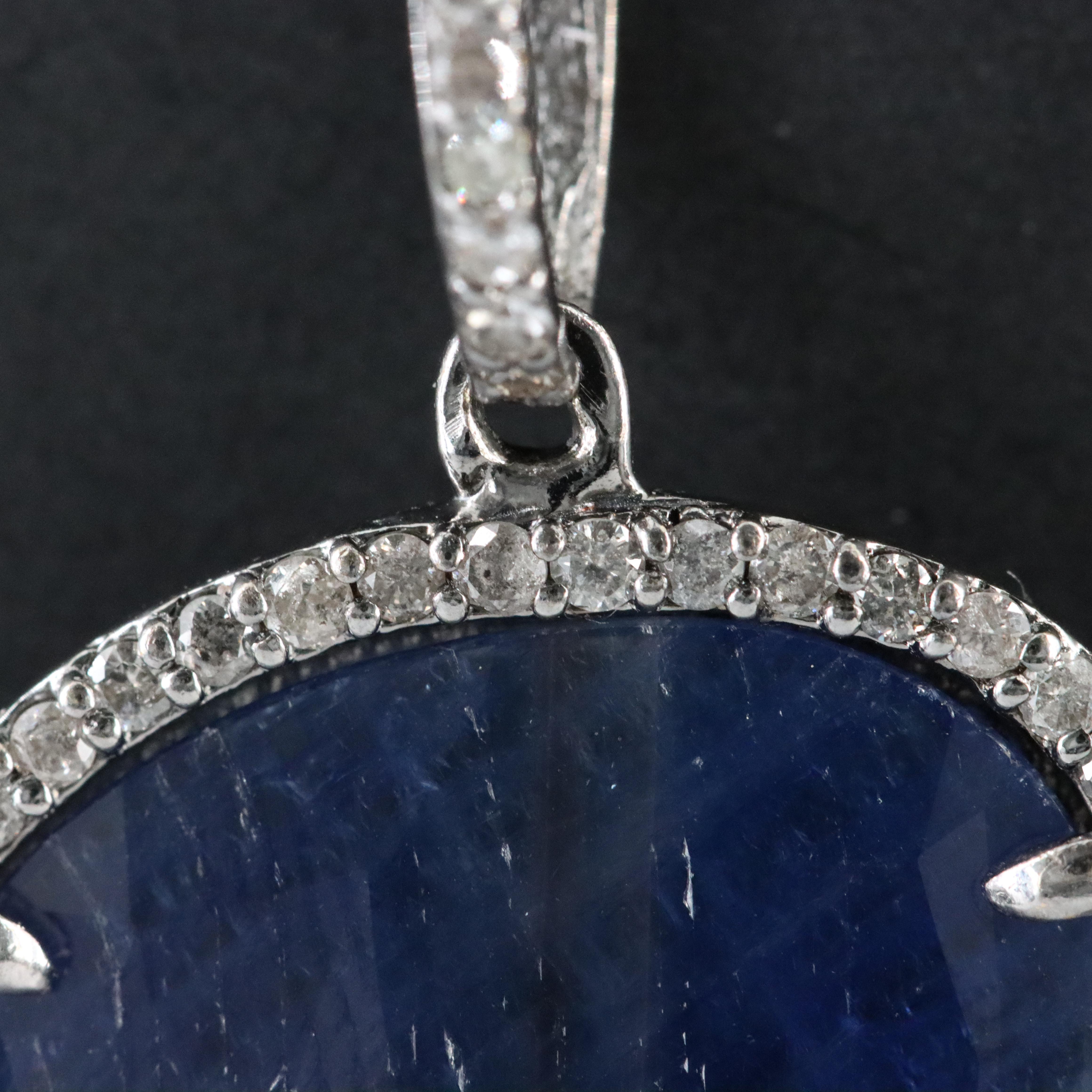 Sterling Sapphire and Diamond Pendant Attributed to Sheryl Lowe