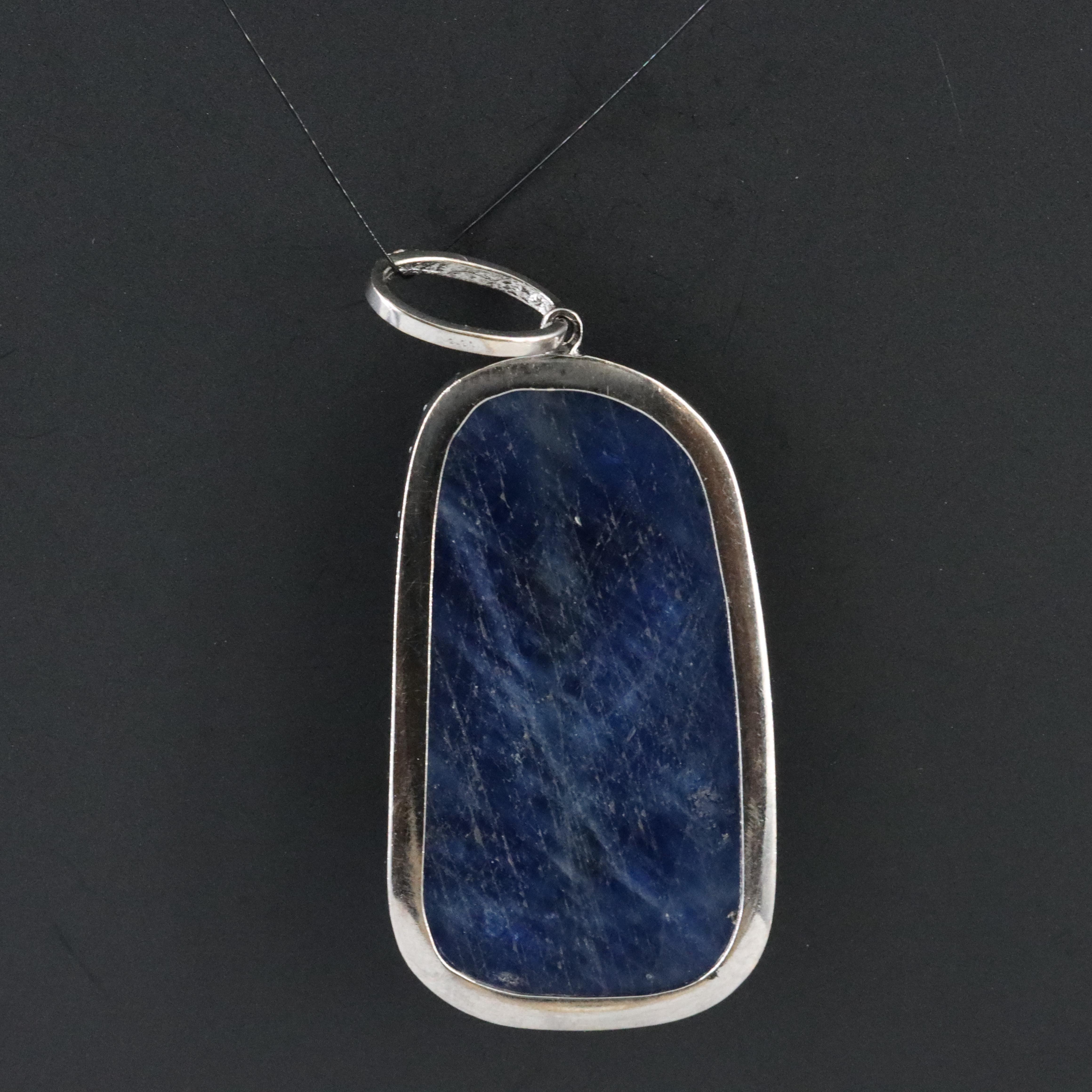 Sterling Sapphire and Diamond Pendant Attributed to Sheryl Lowe