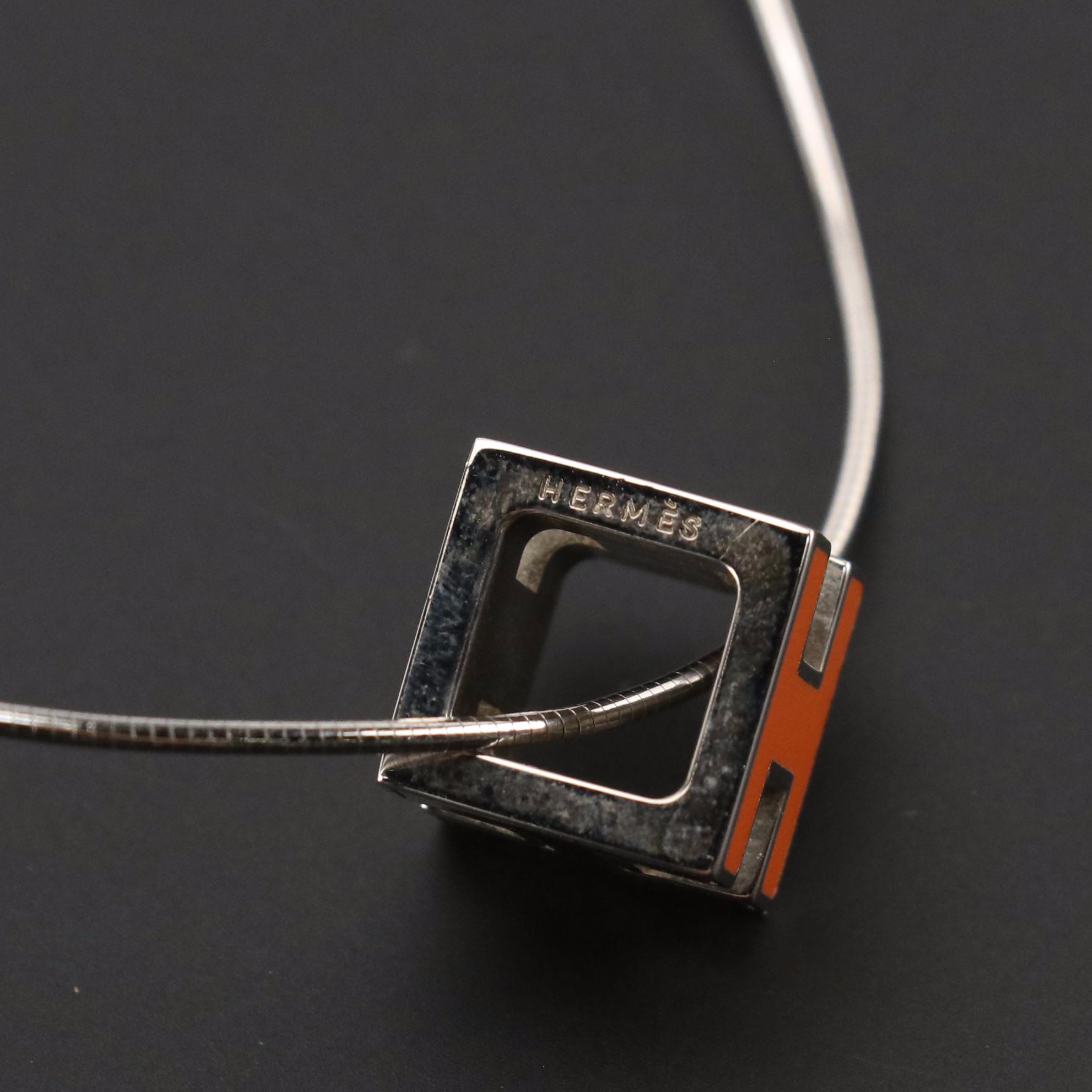 Hermès Cage d'H Pendant Necklace with Box