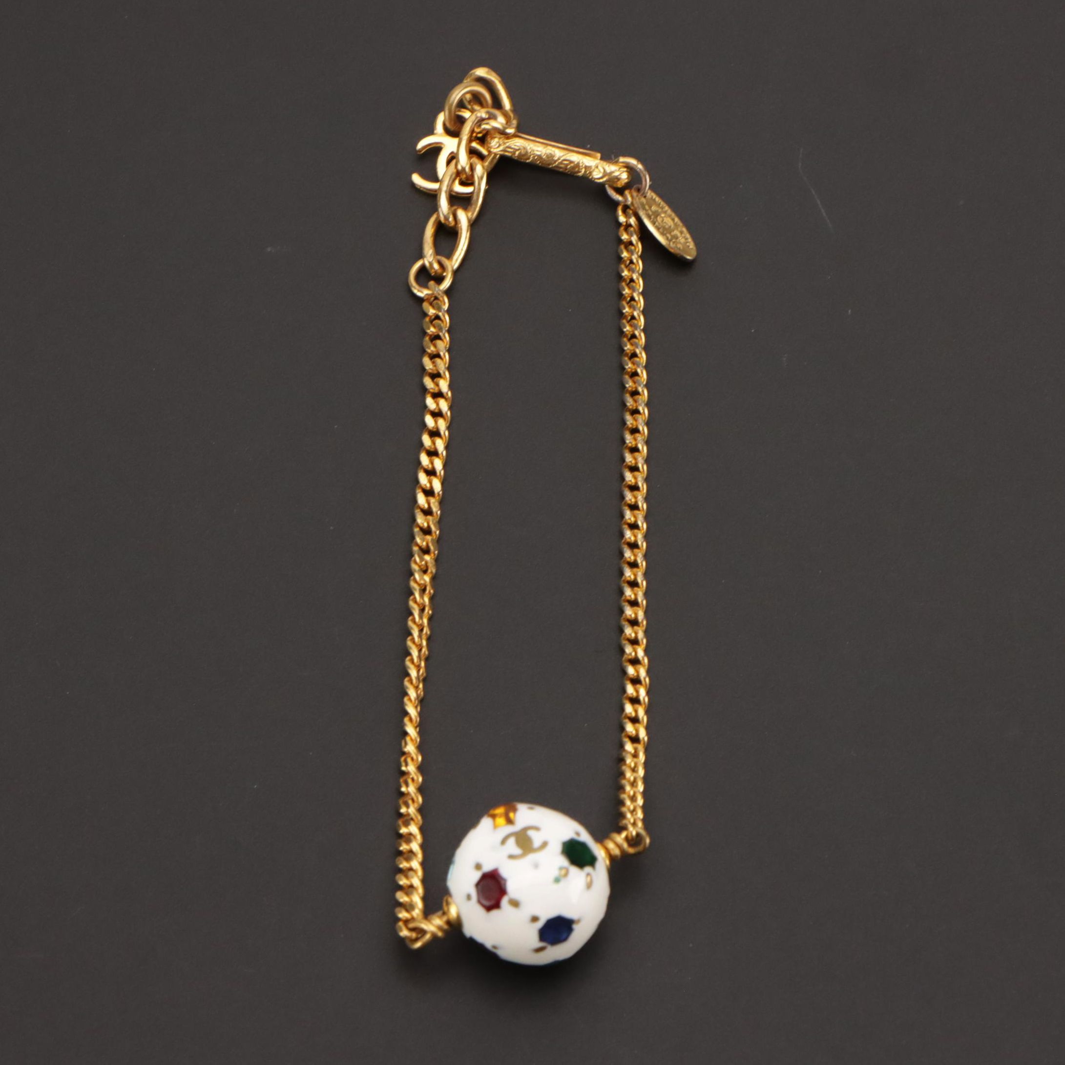 Chanel CC Crystal Soccer Ball Charm Bracelet