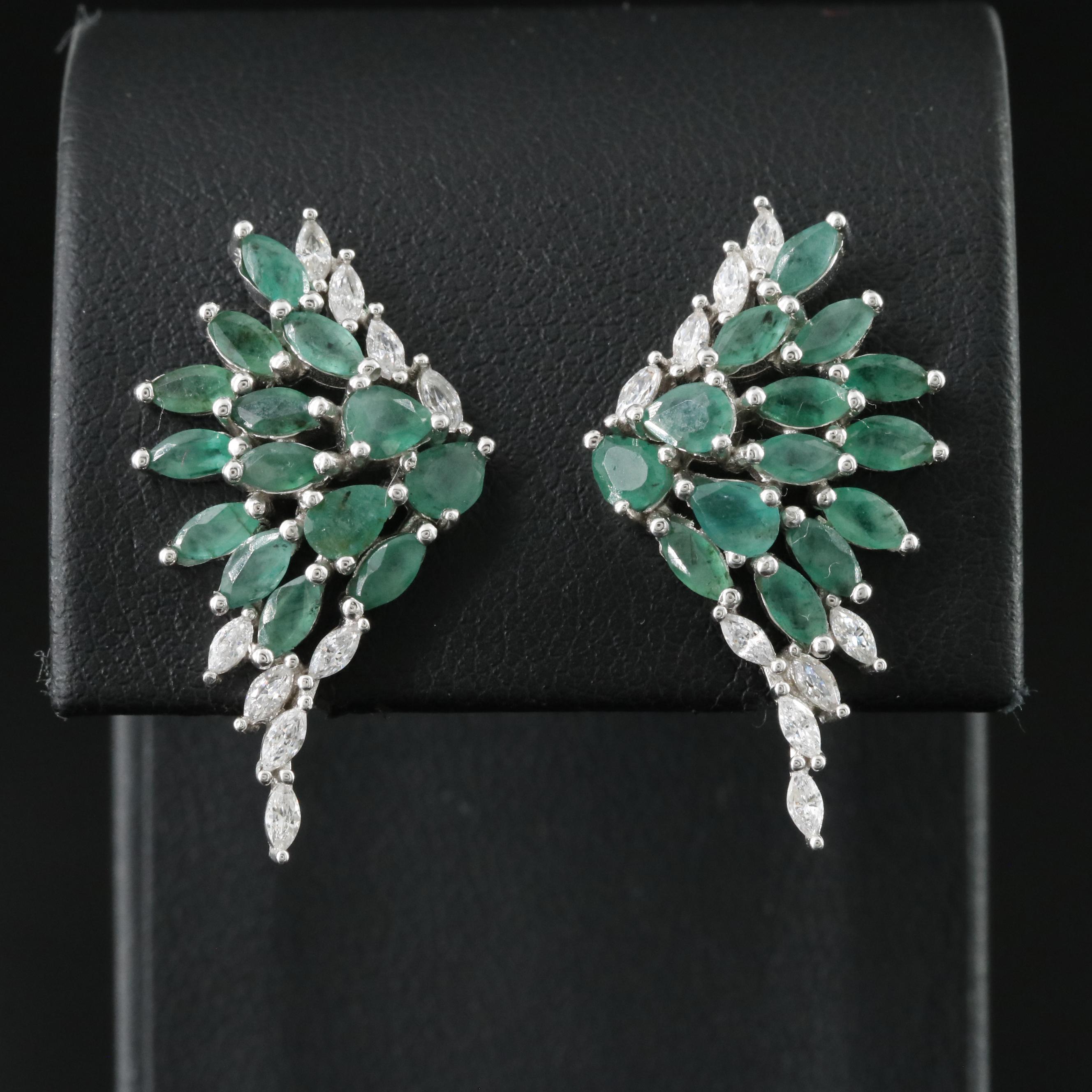 Sterling Emerald and Aquamarine Earrings