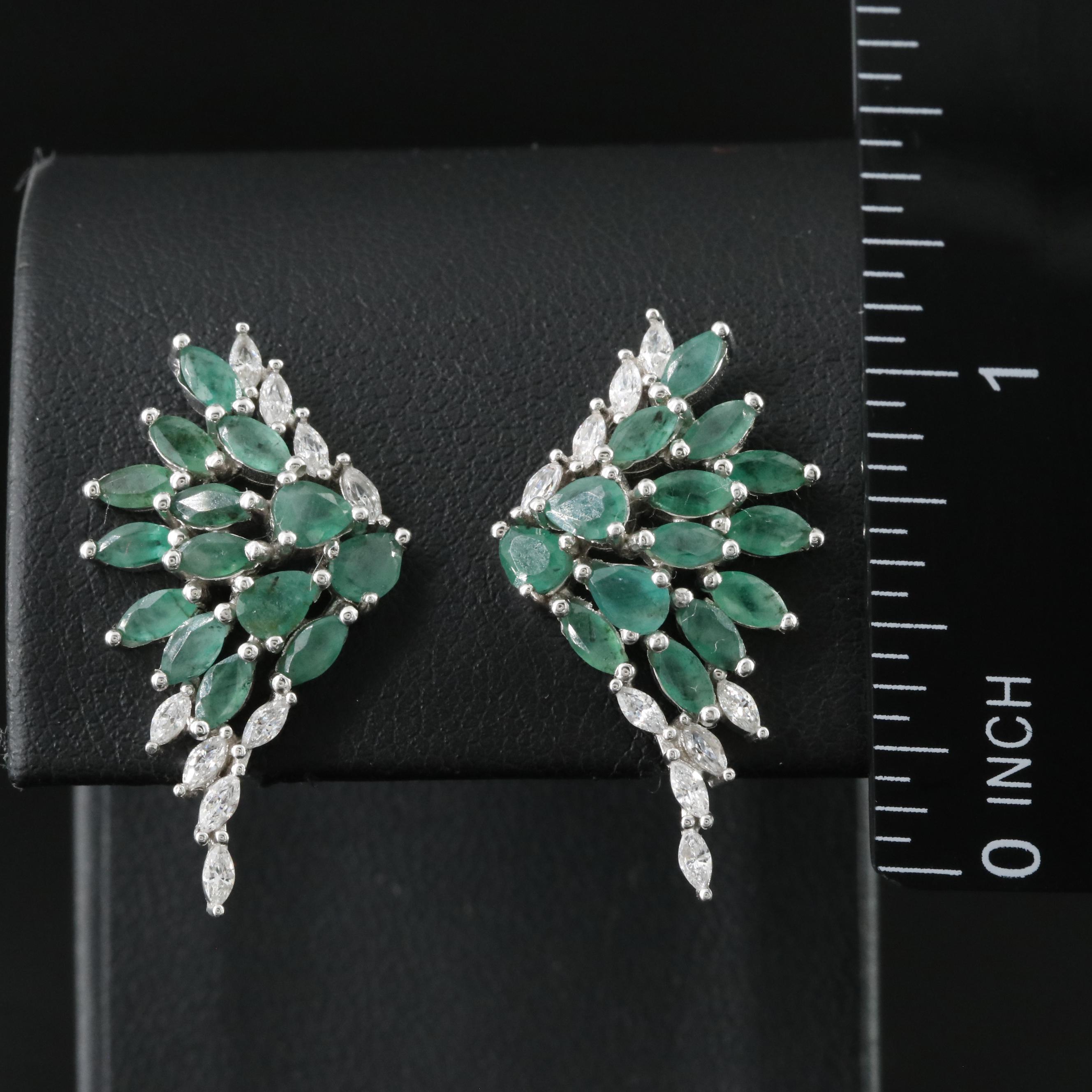 Sterling Emerald and Aquamarine Earrings