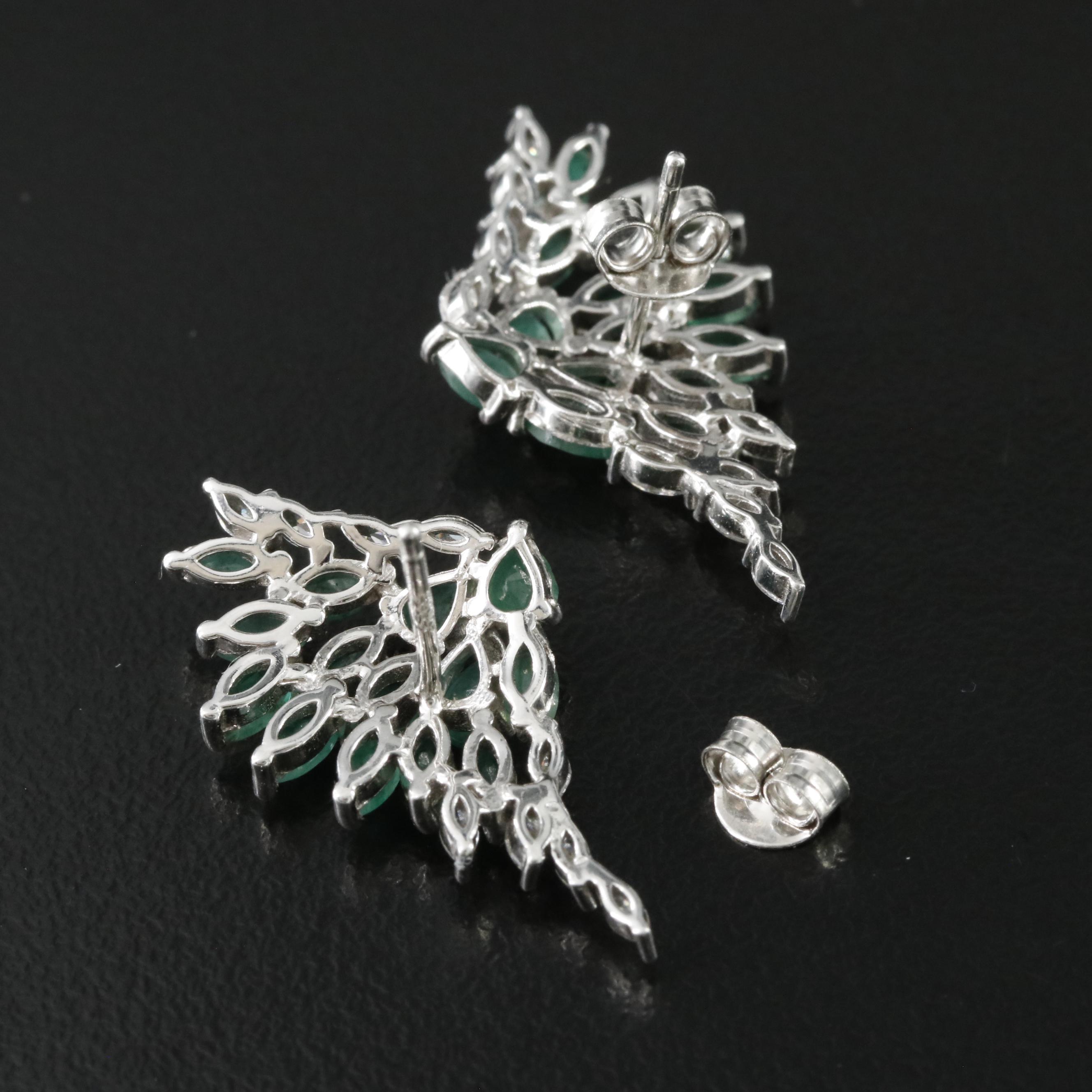 Sterling Emerald and Aquamarine Earrings