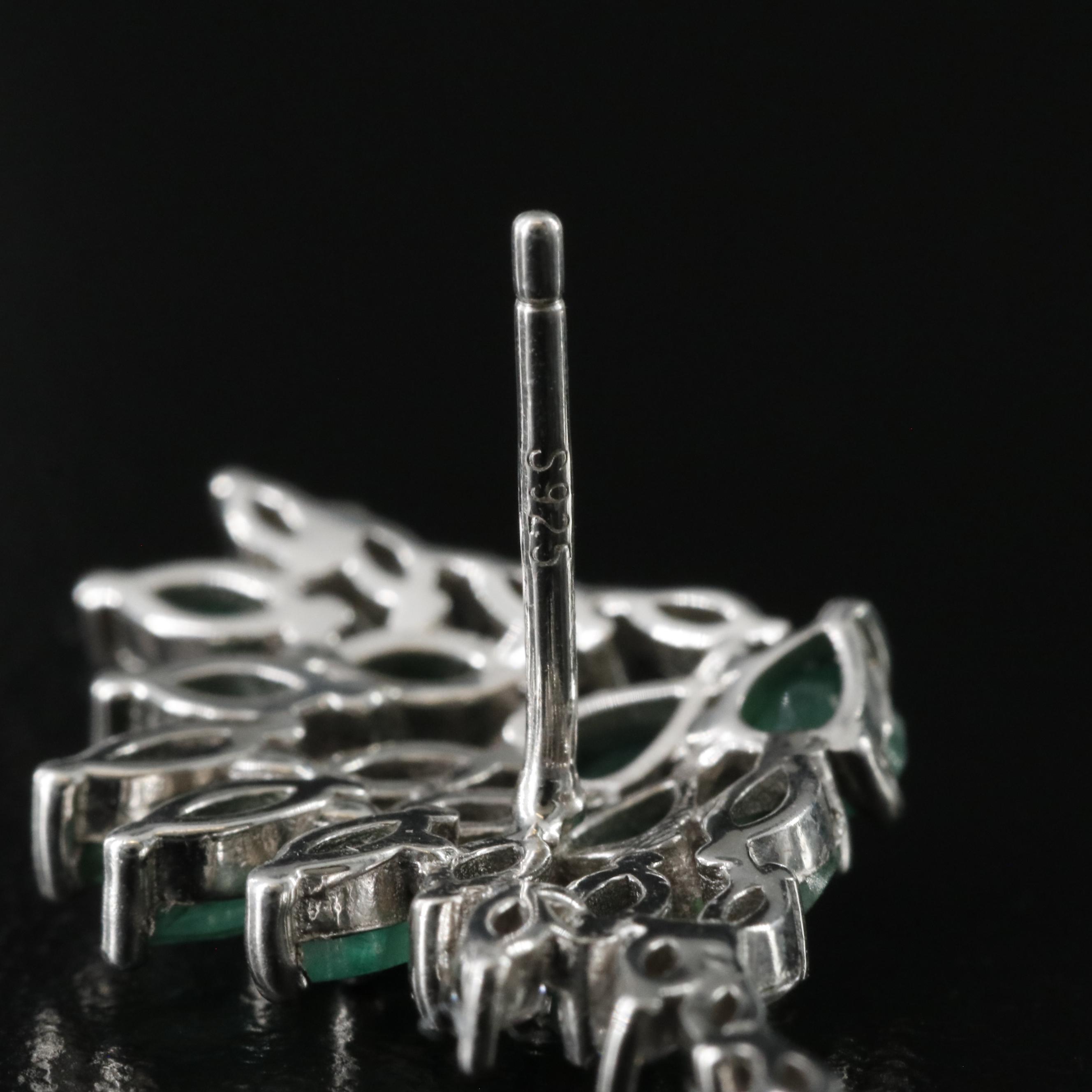 Sterling Emerald and Aquamarine Earrings