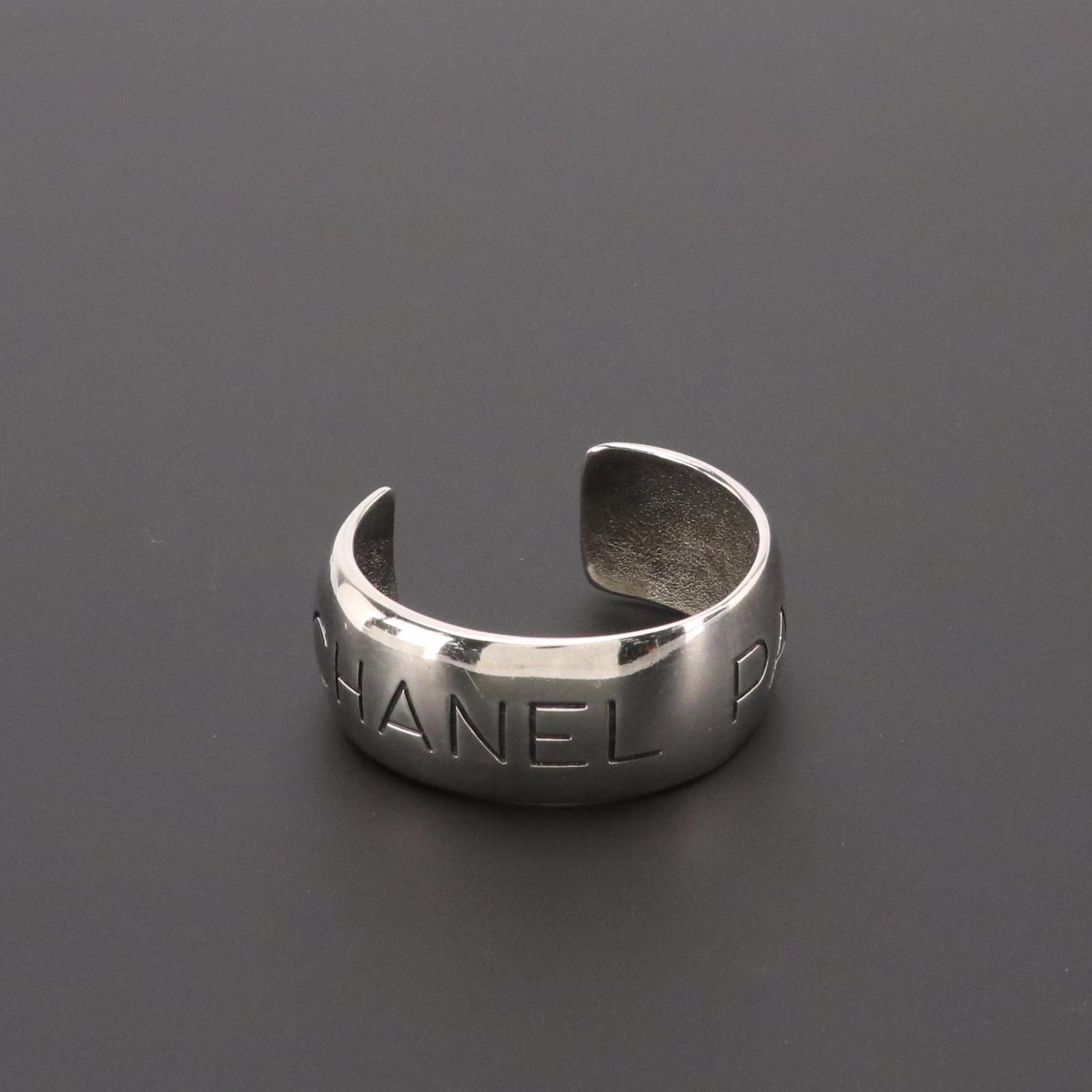 Chanel Paris Cuff Bracelet in Silver Tone Finish with Box