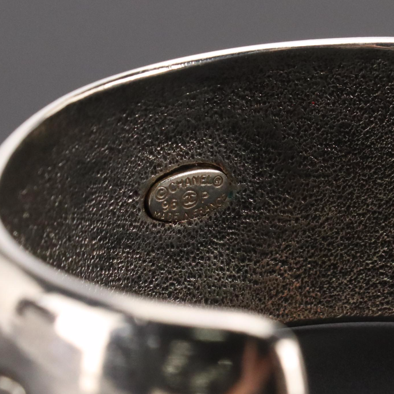 Chanel Paris Cuff Bracelet in Silver Tone Finish with Box