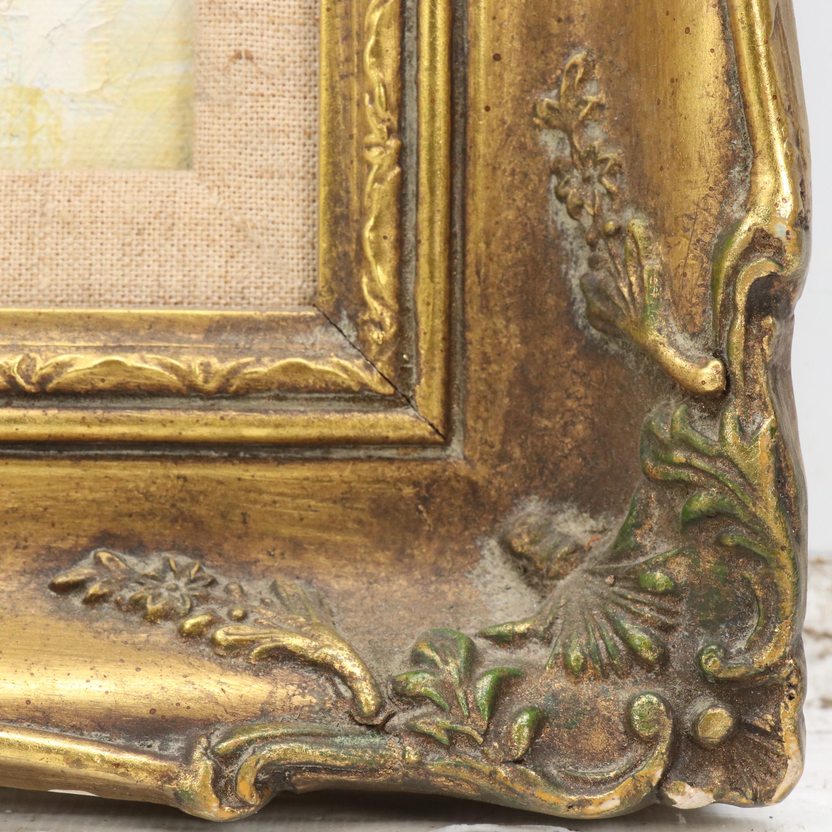 Impressionistic Style Oil Painting of Figure in Floral Landscape