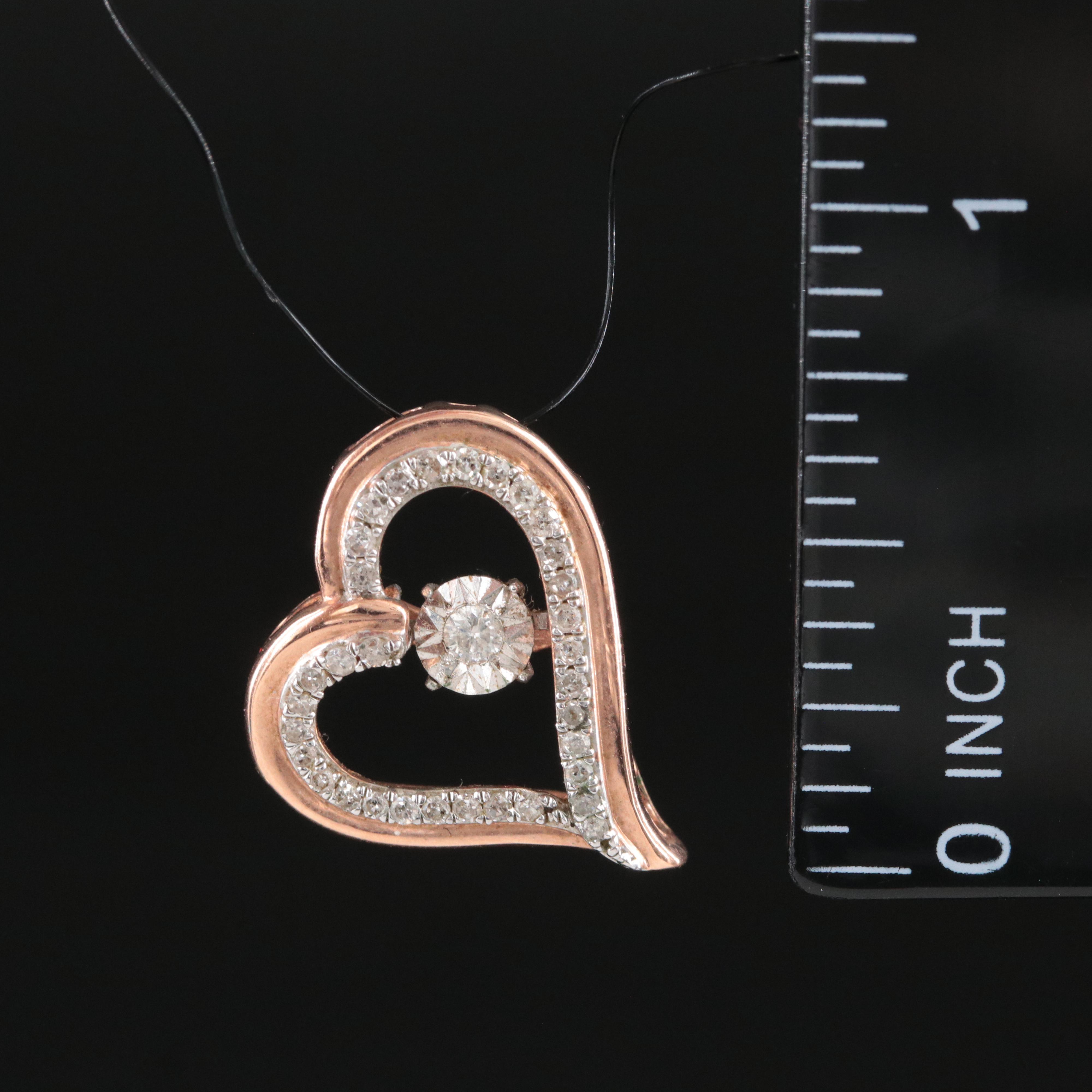 10K Rose Gold 0.23 CTW  Diamond Heart Pendant