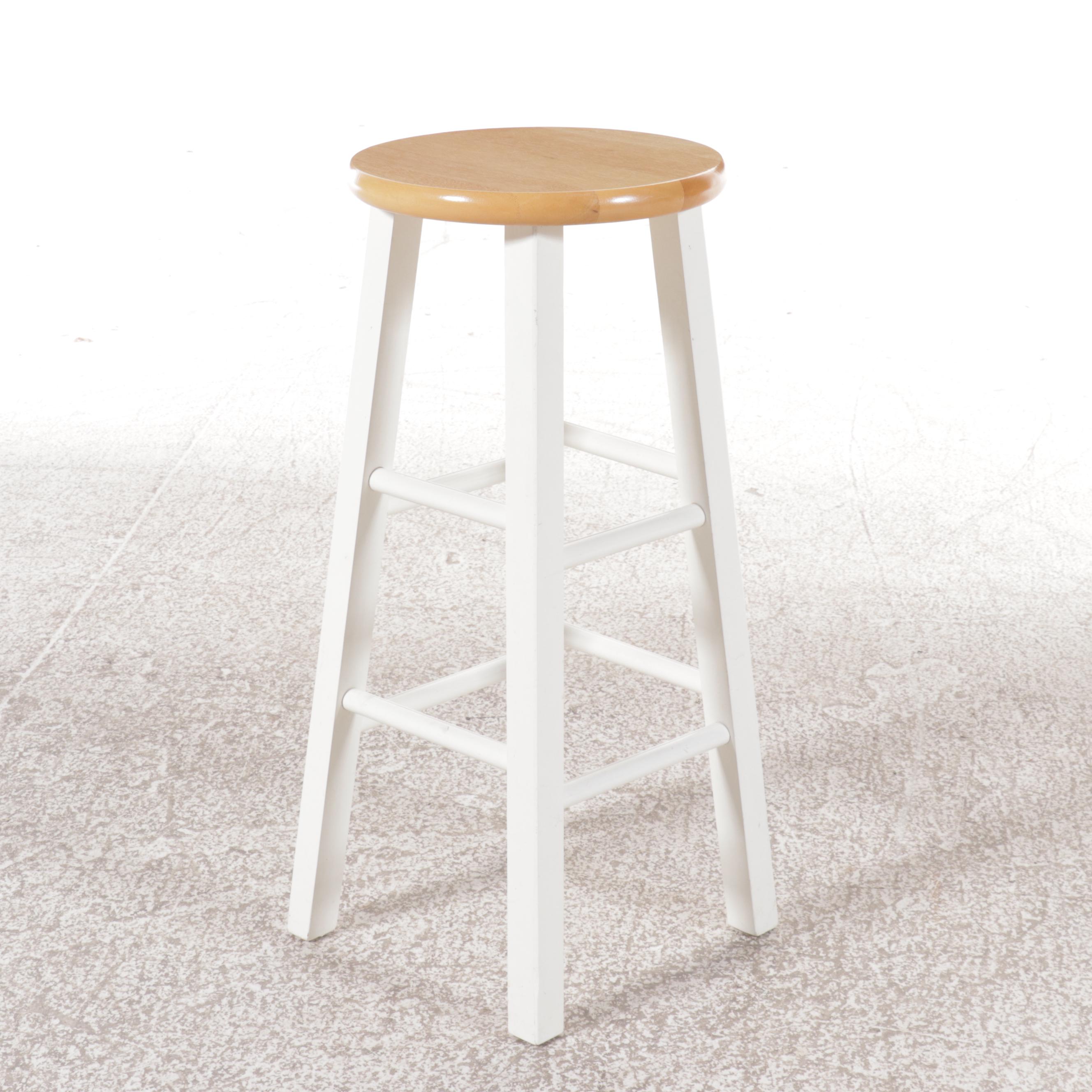 Set of Four Contemporary Painted White Barstools