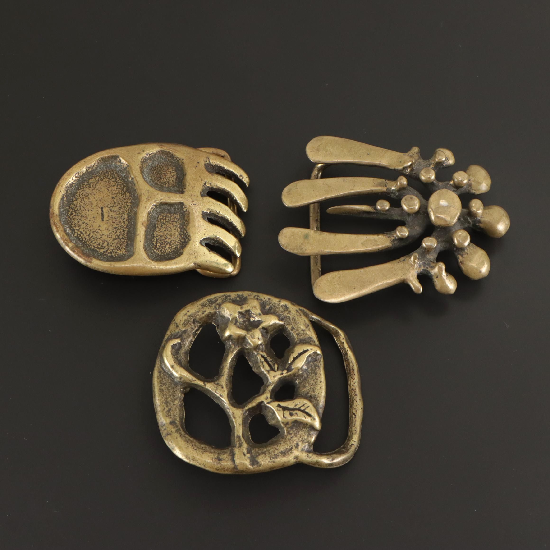 Brutalist Style Brass Belt Buckles