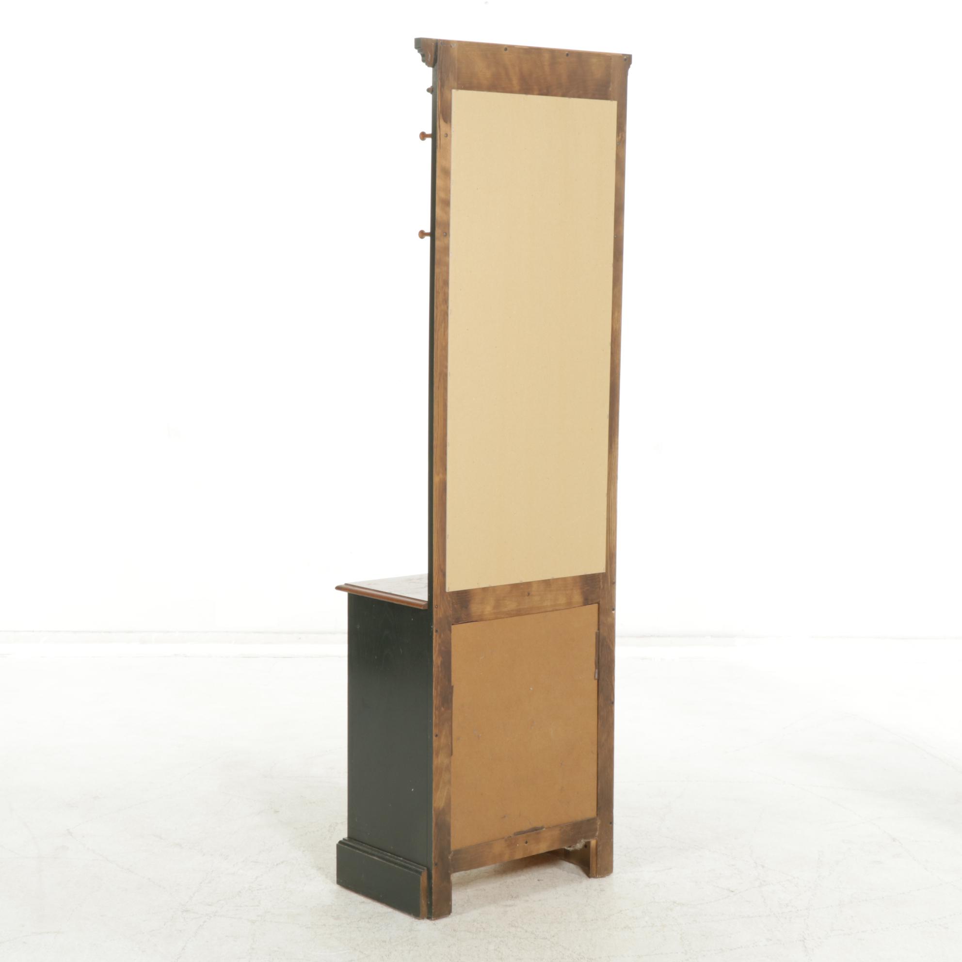 Green-Painted Entryway Cabinet and Mirror, Late 20th Century