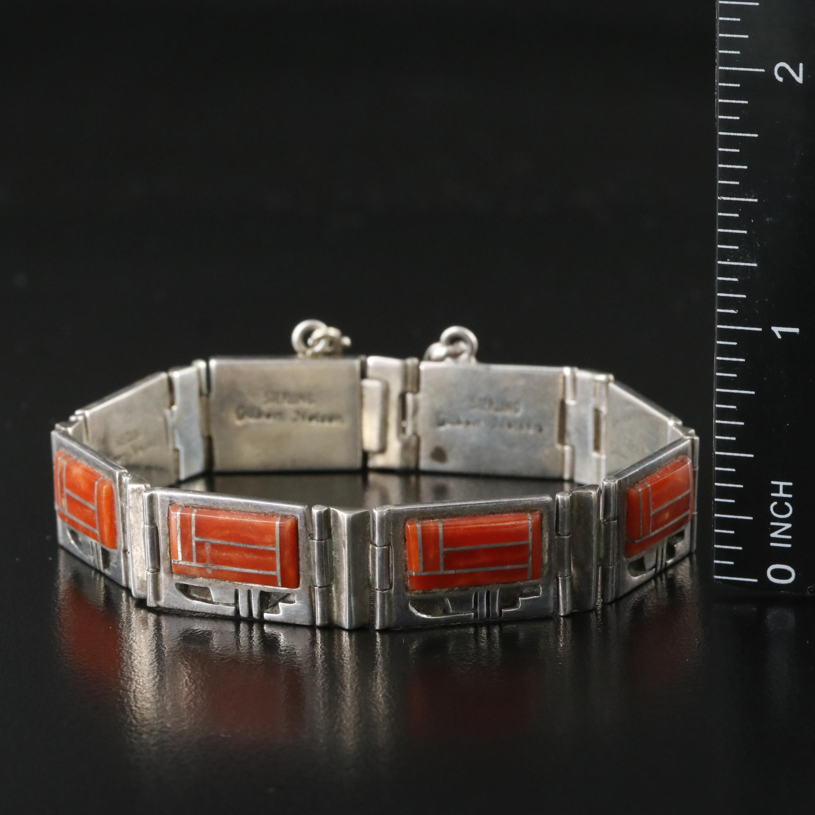 Gilbert Nelson Navajo Diné Sterling Coral Inlay Jewelry Set