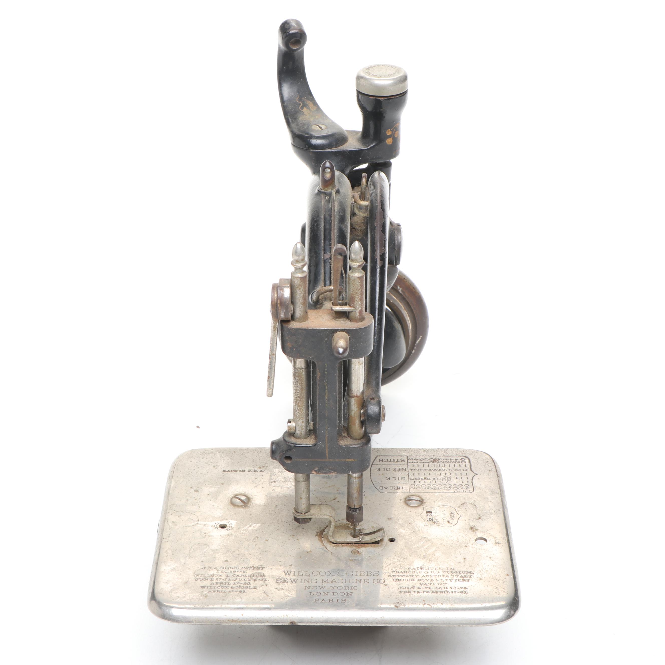 Willcox & Gibbs Antique Chain Stitch Sewing Machine, Late 19th Century