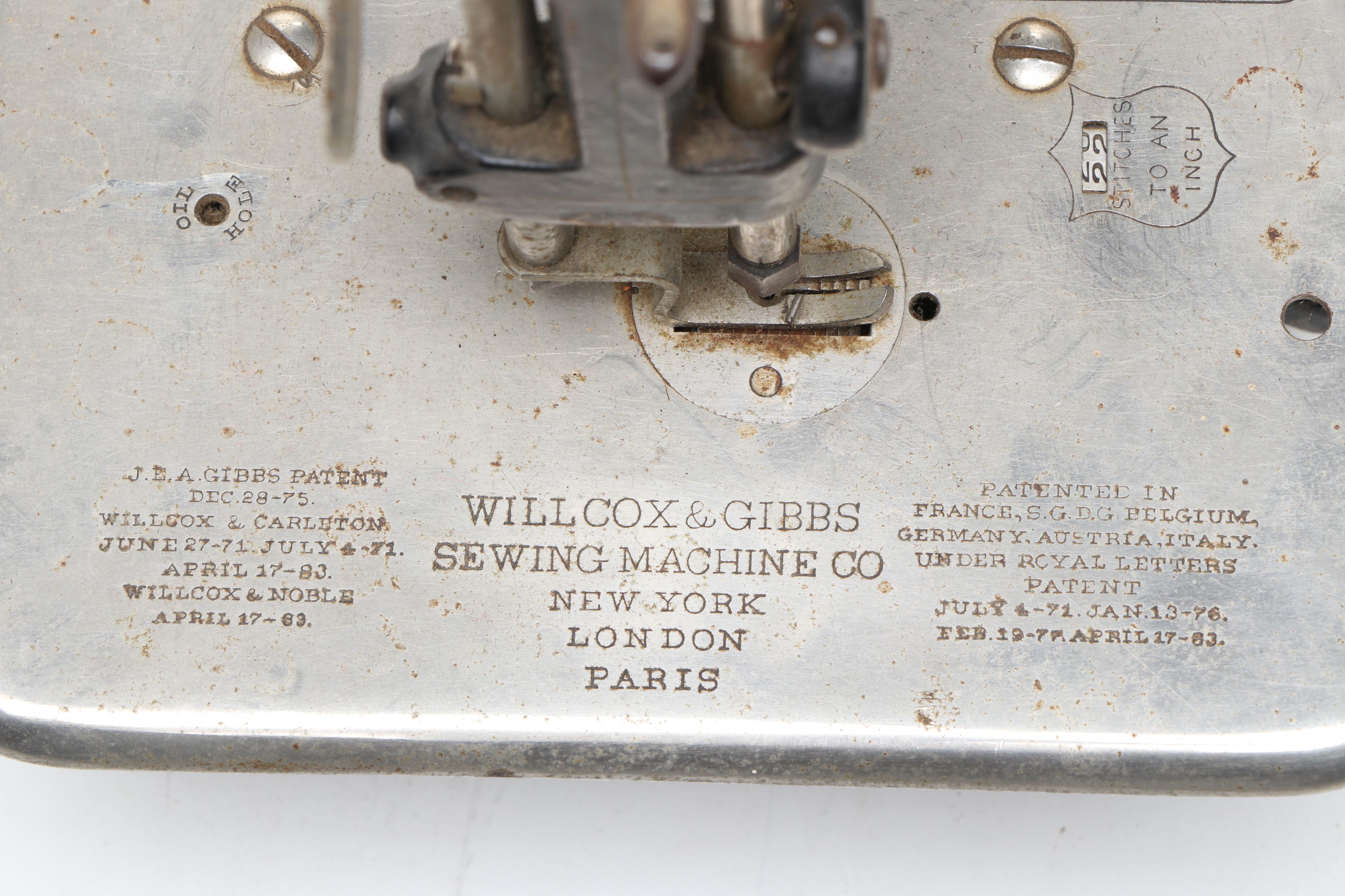 Willcox & Gibbs Antique Chain Stitch Sewing Machine, Late 19th Century
