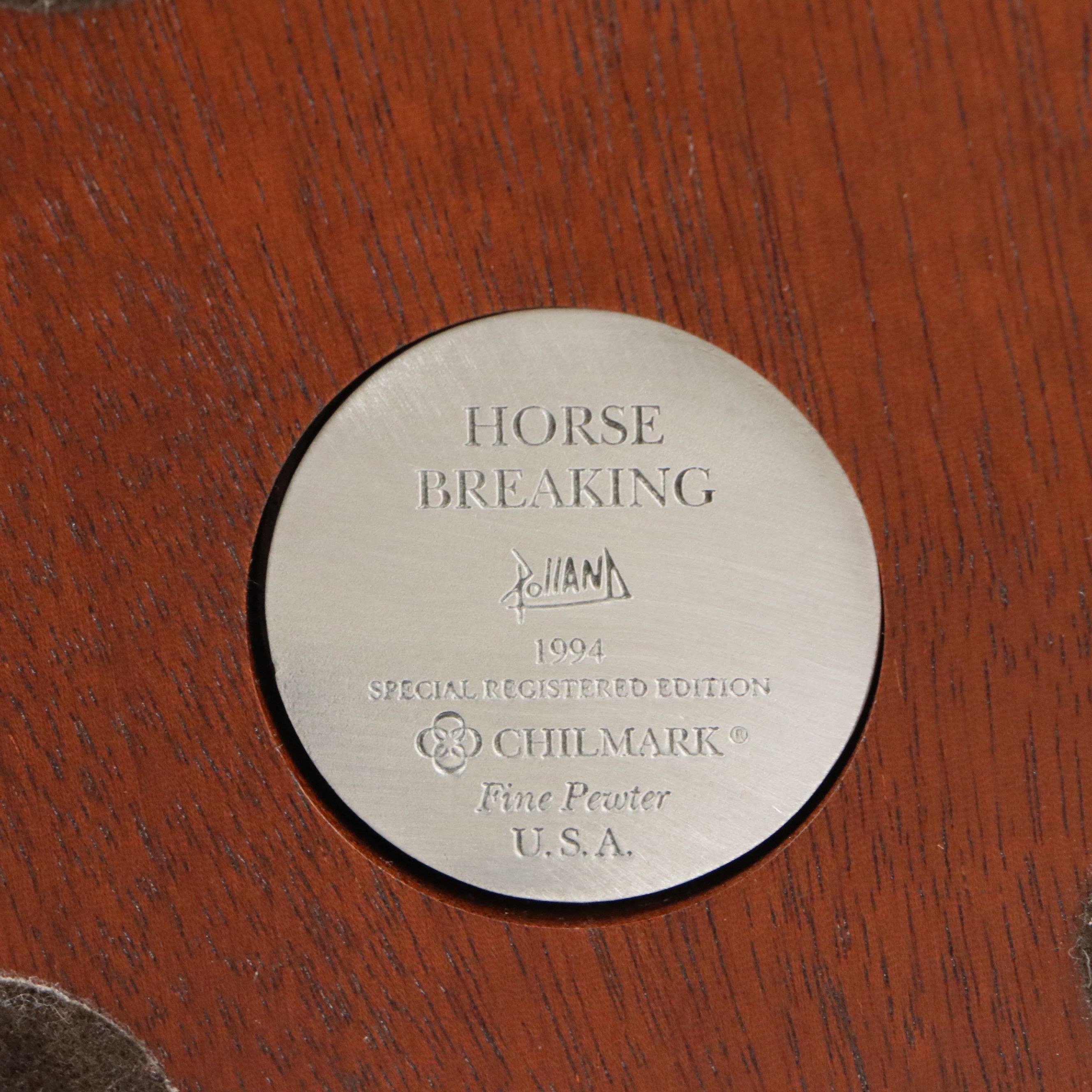 Pollana for Chilmark "Horse Breaking" Special Edition Pewter Figurine, 1994