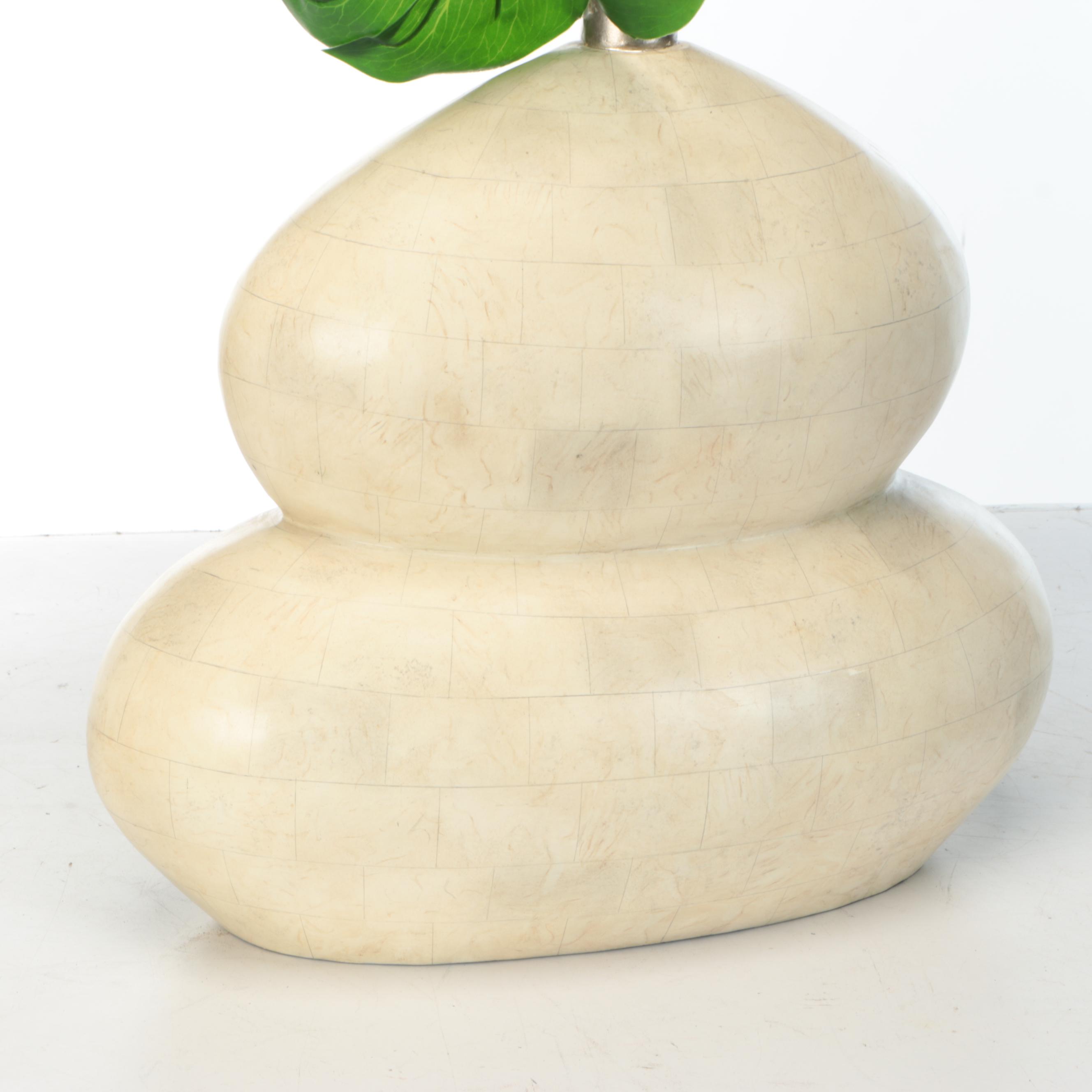 Artificial Lobed Monstera Leaves with Tessellated Double Gourd Vase