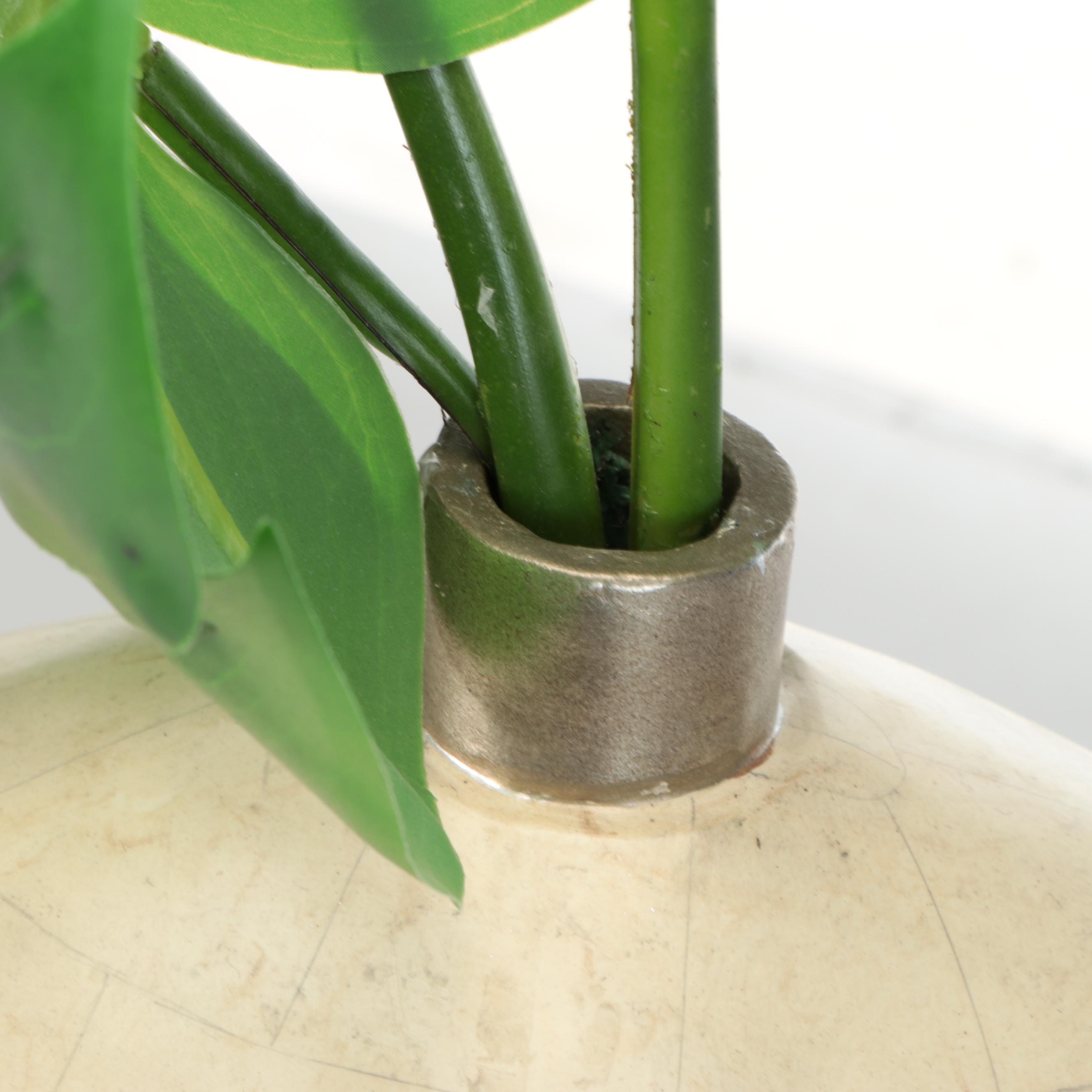 Artificial Lobed Monstera Leaves with Tessellated Double Gourd Vase