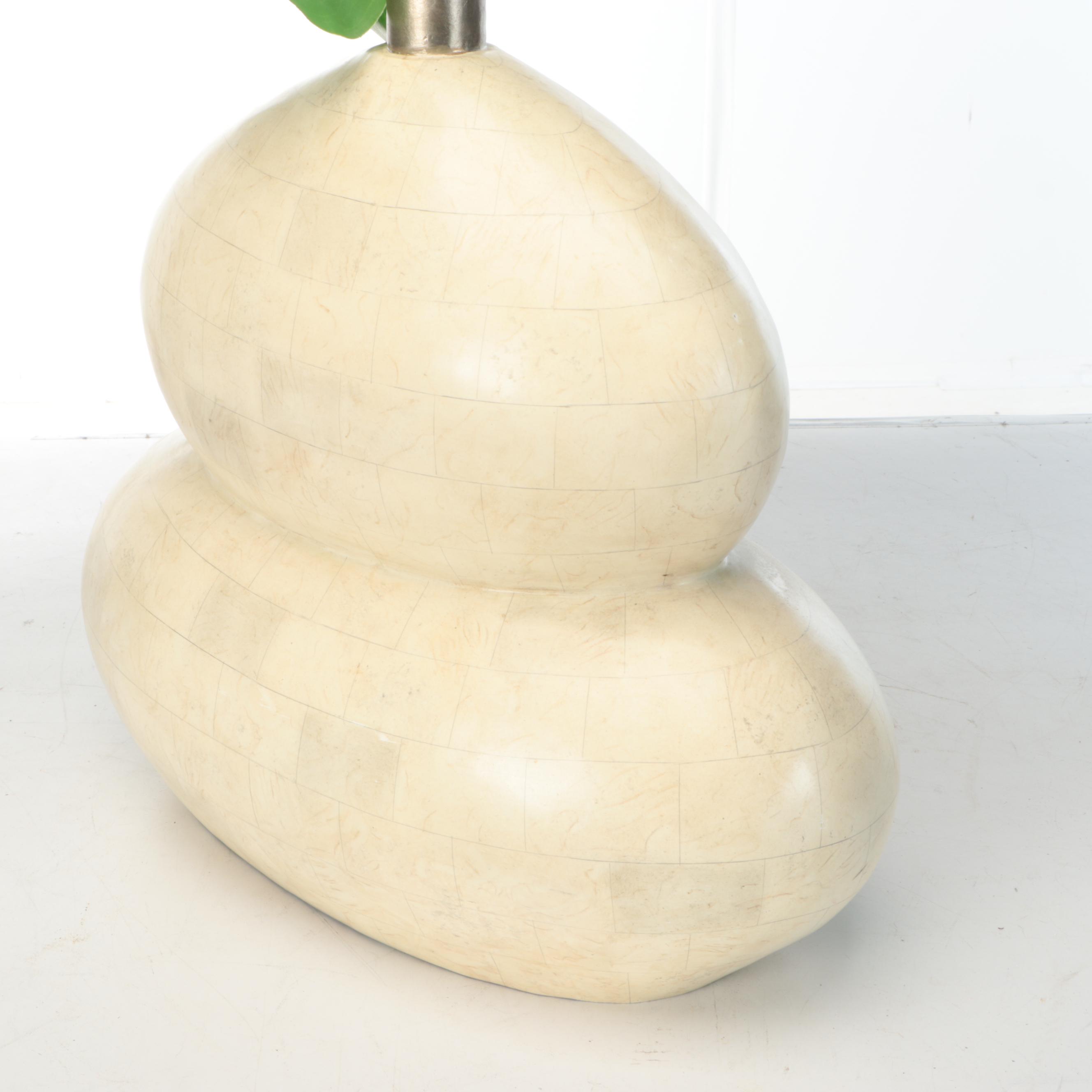 Artificial Lobed Monstera Leaves with Tessellated Double Gourd Vase