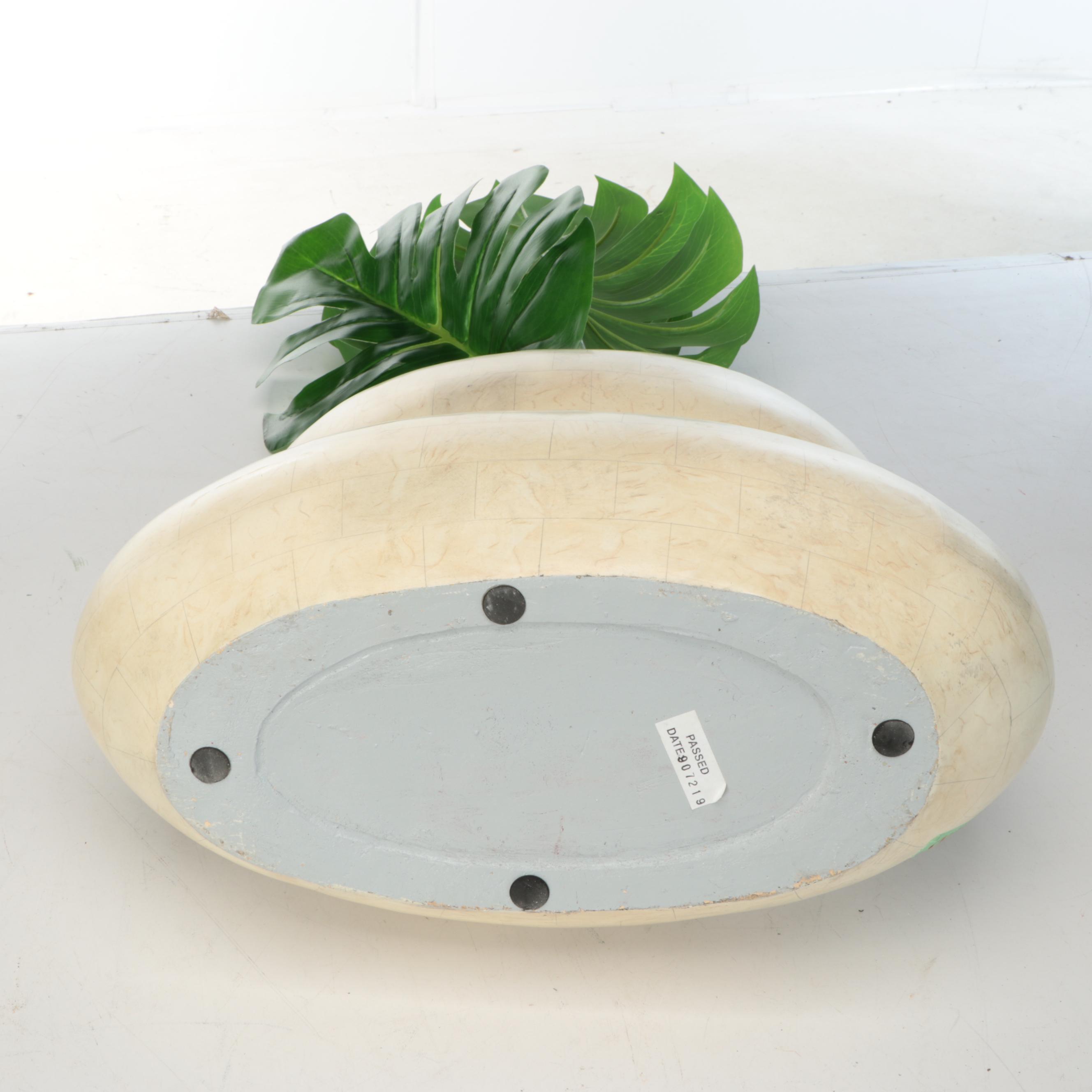 Artificial Lobed Monstera Leaves with Tessellated Double Gourd Vase