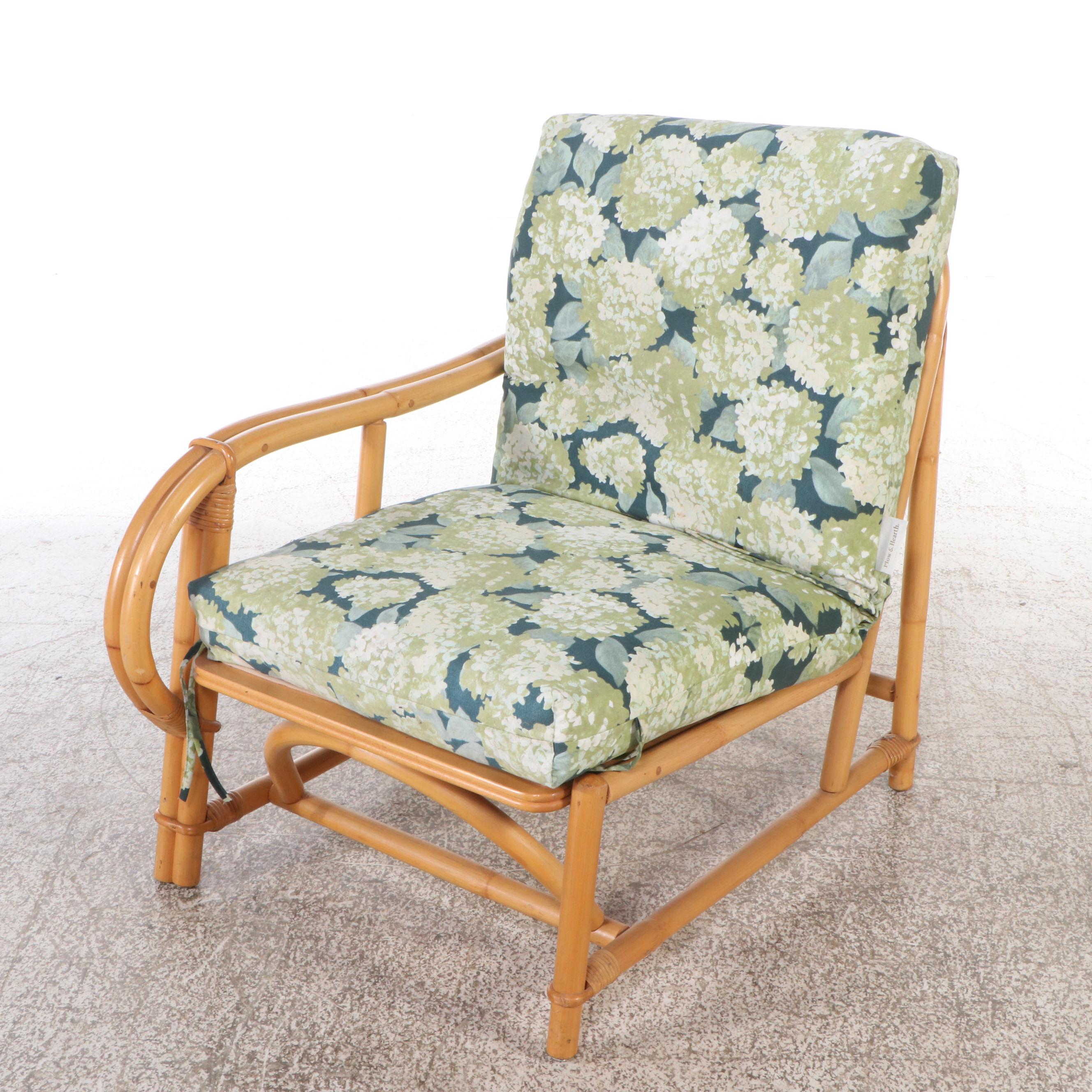 Ficks Reed Co. Bamboo Armchair, Coffee Table and Sectional Loveseat