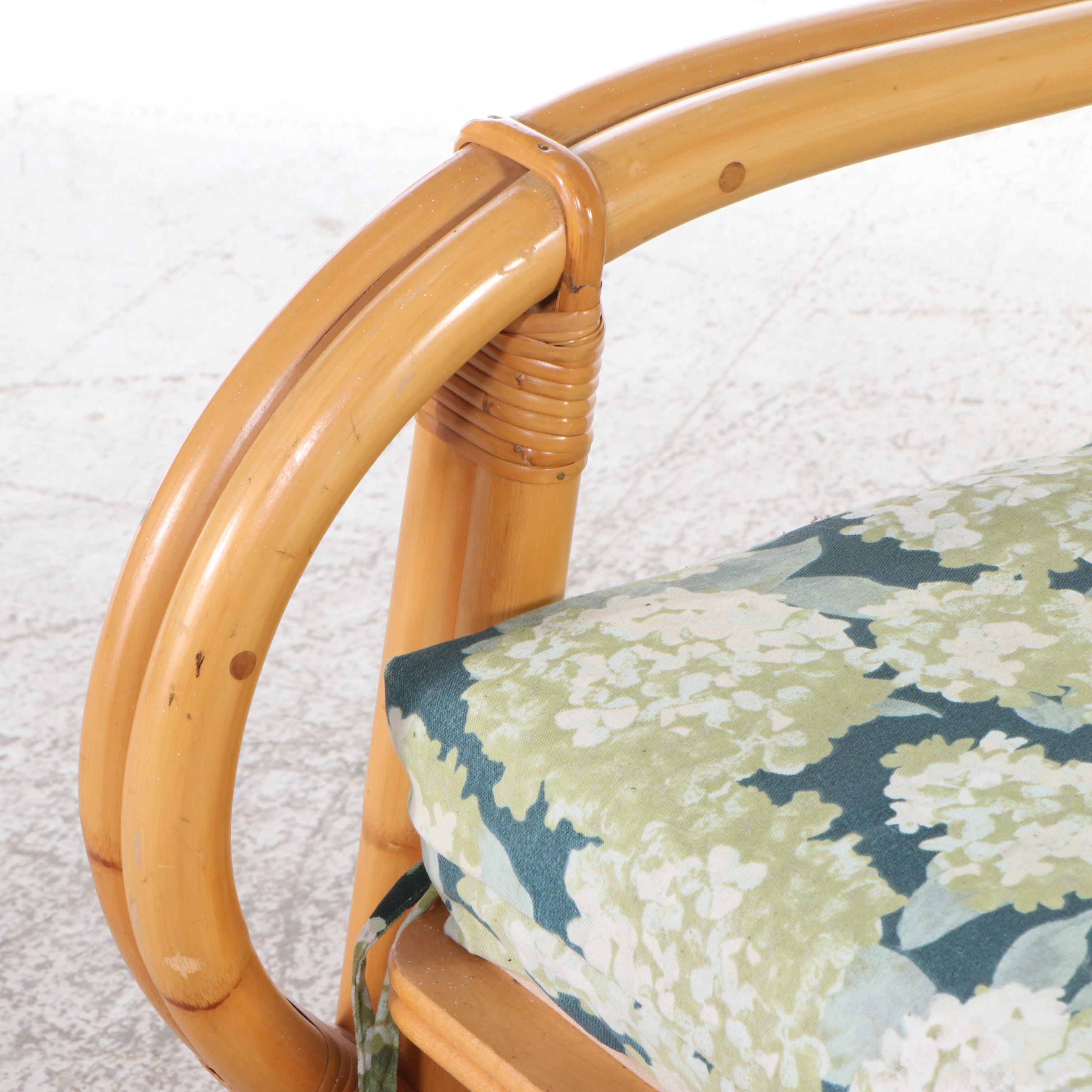 Ficks Reed Co. Bamboo Armchair, Coffee Table and Sectional Loveseat