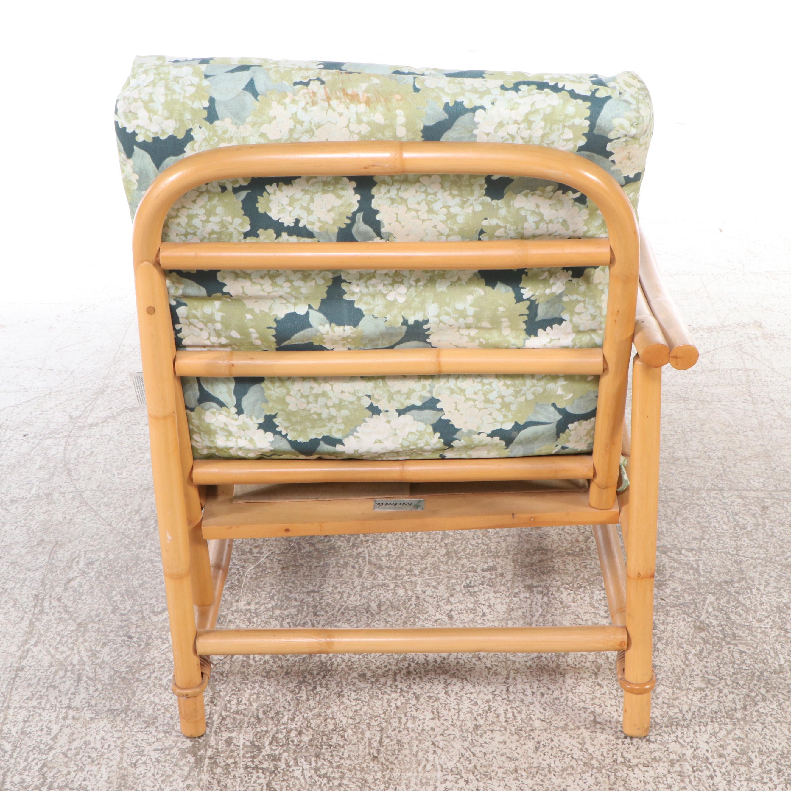 Ficks Reed Co. Bamboo Armchair, Coffee Table and Sectional Loveseat