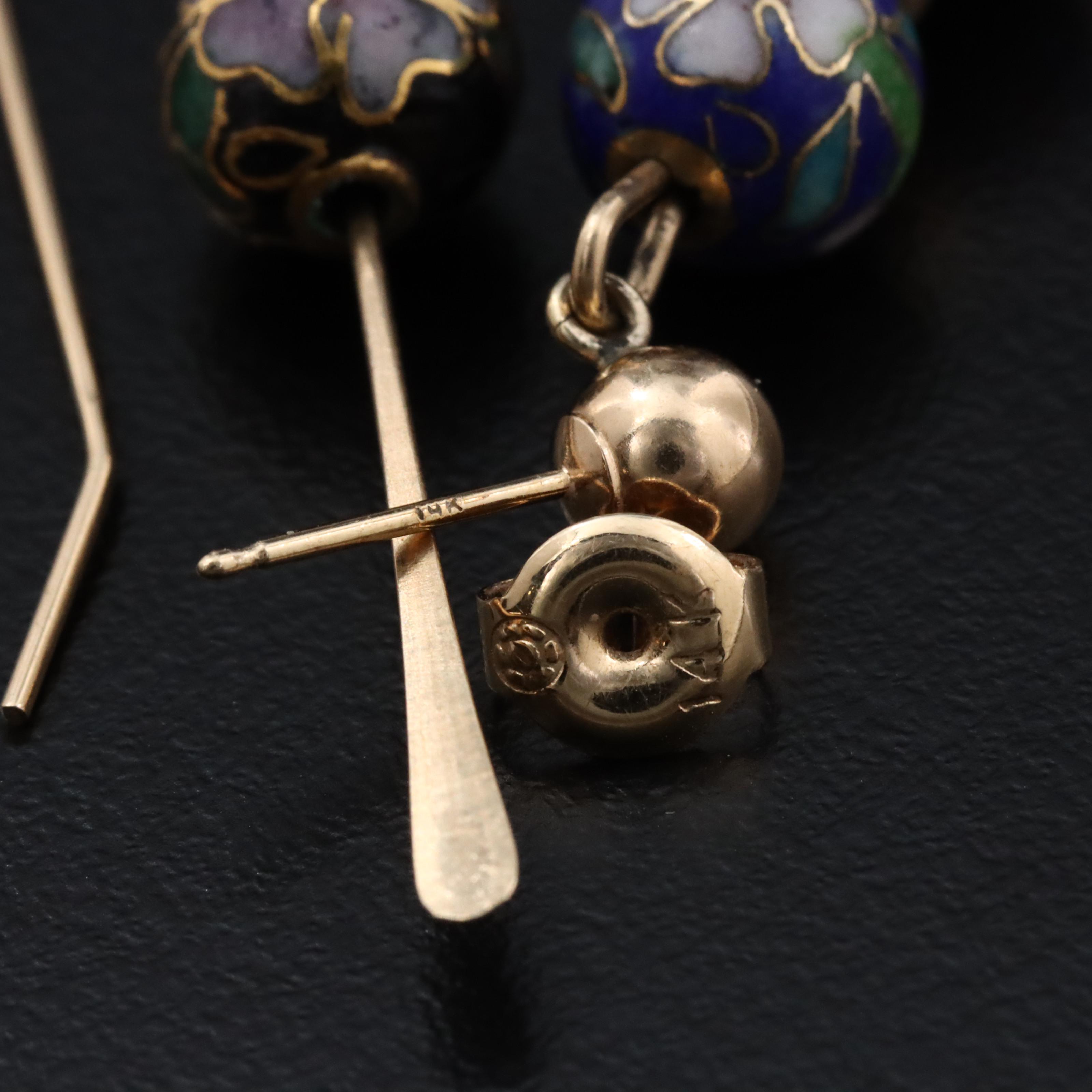 Cloisonné and Pearl Jewelry Collection Including 14K