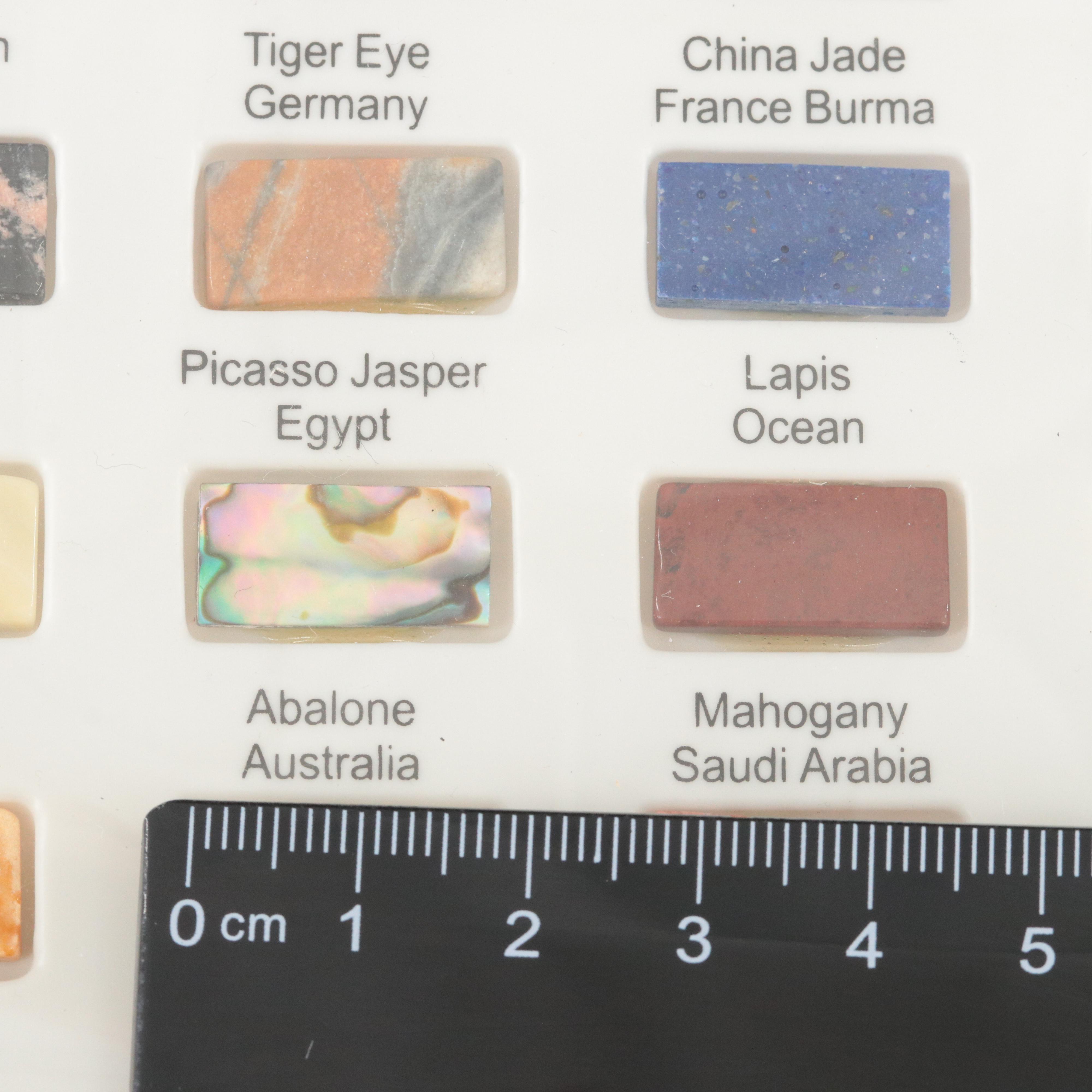 Loose Assorted Gemstones in Tray Featuring Jadeite, Rhodonite and Jasper