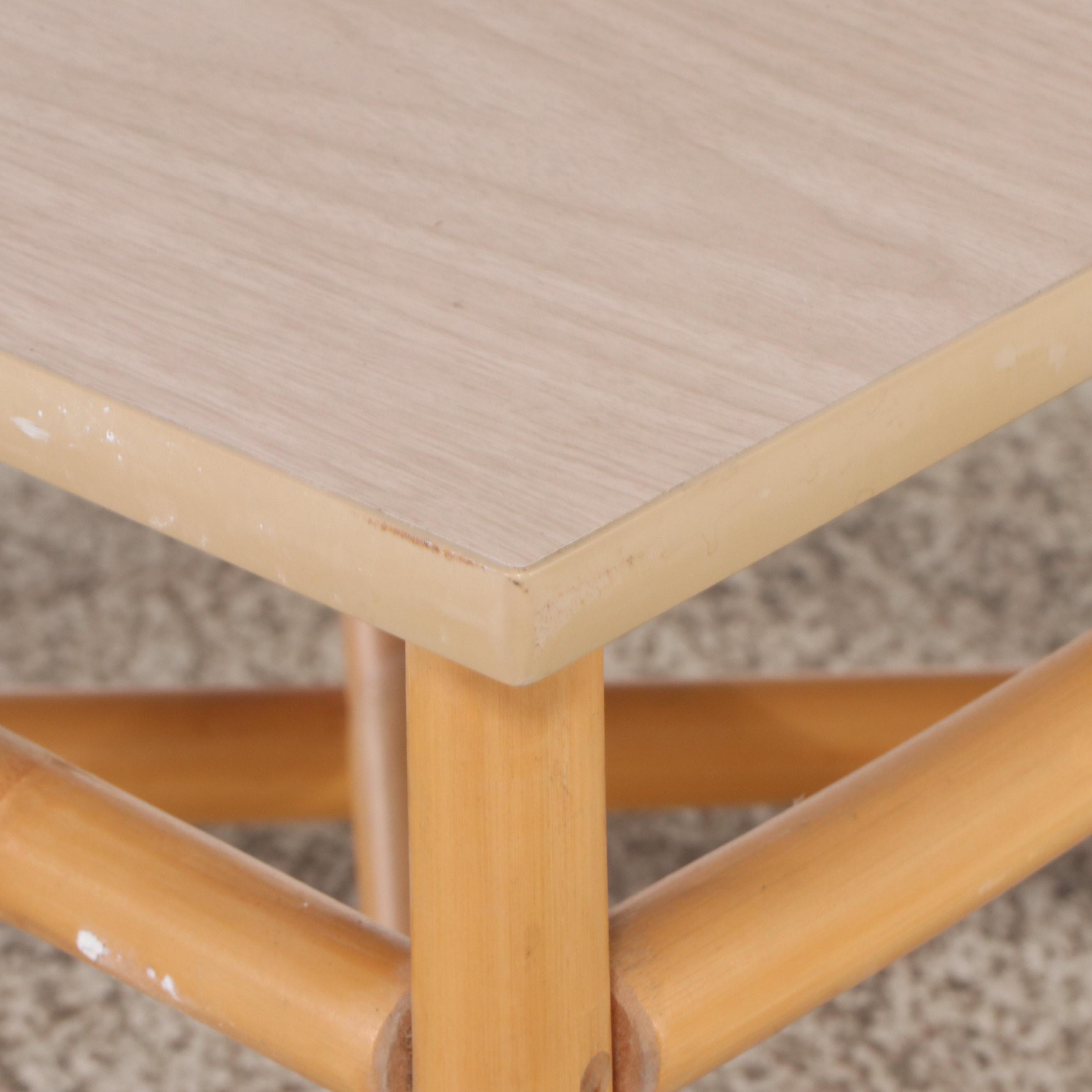 Ficks Reed Co. Bamboo Armchair, Coffee Table and Sectional Loveseat