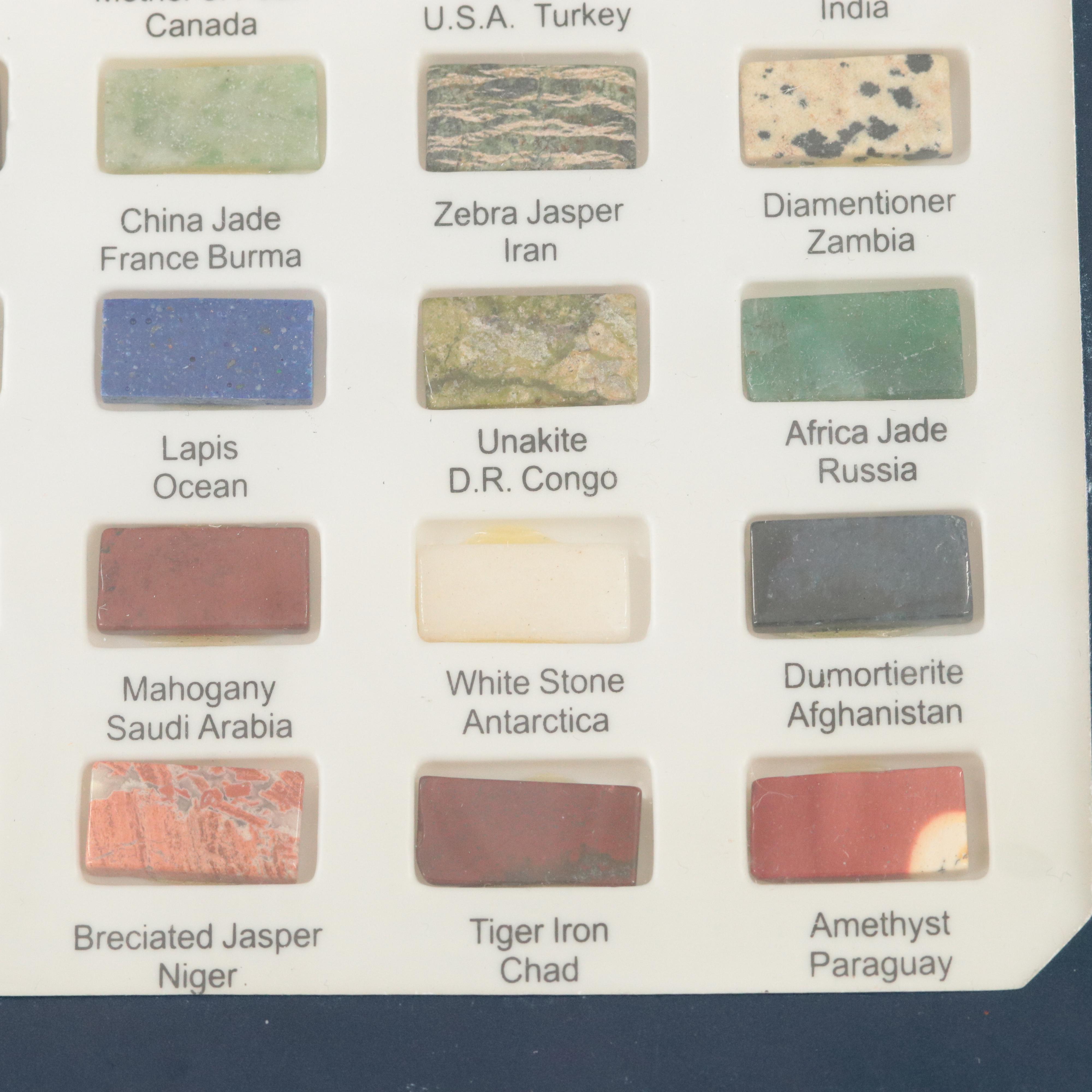 Loose Assorted Gemstones in Tray Featuring Jadeite, Rhodonite and Jasper