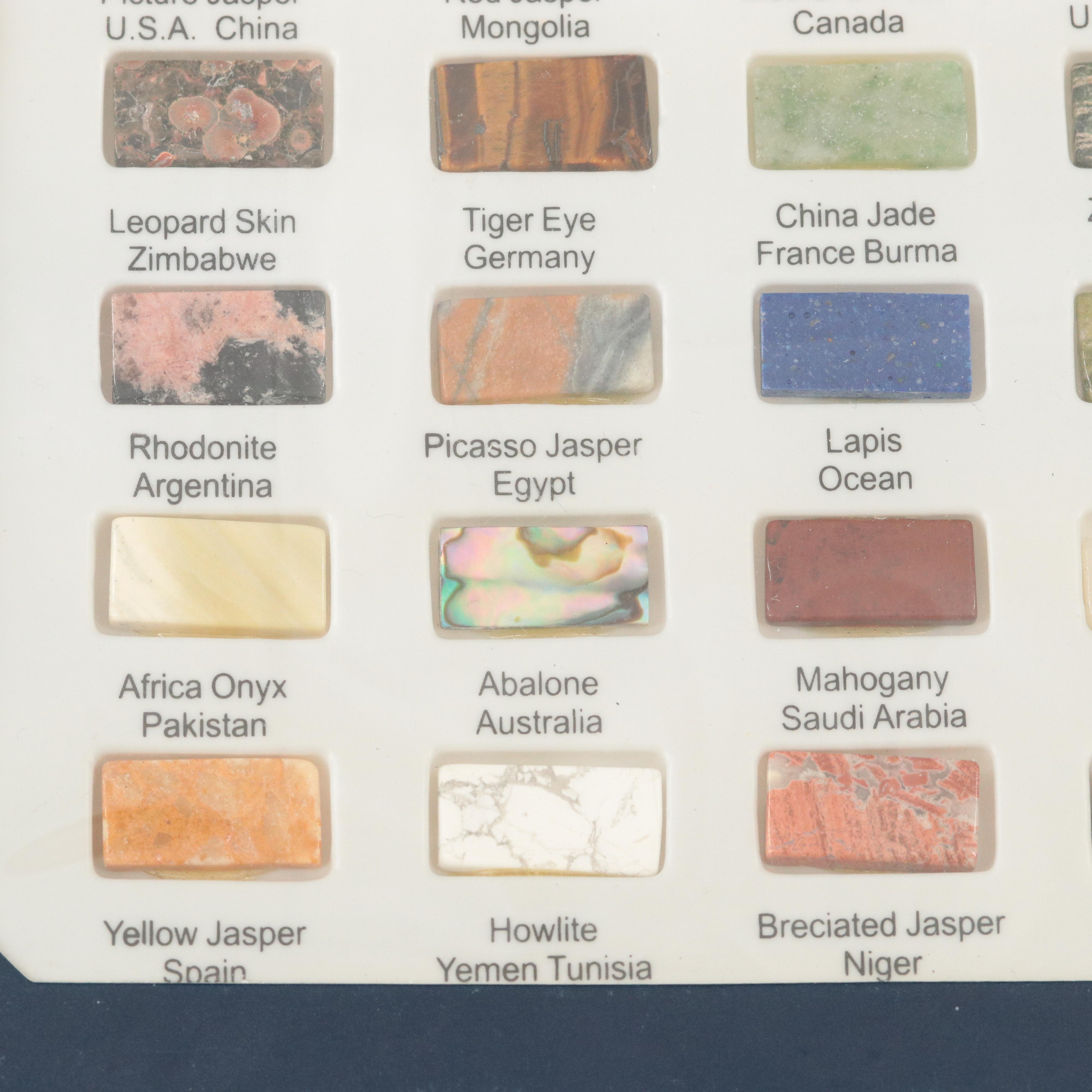 Loose Assorted Gemstones in Tray Featuring Jadeite, Rhodonite and Jasper