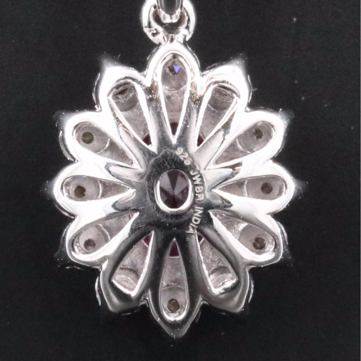 Sterling Pink Sapphire and Diamond Pendant Necklace