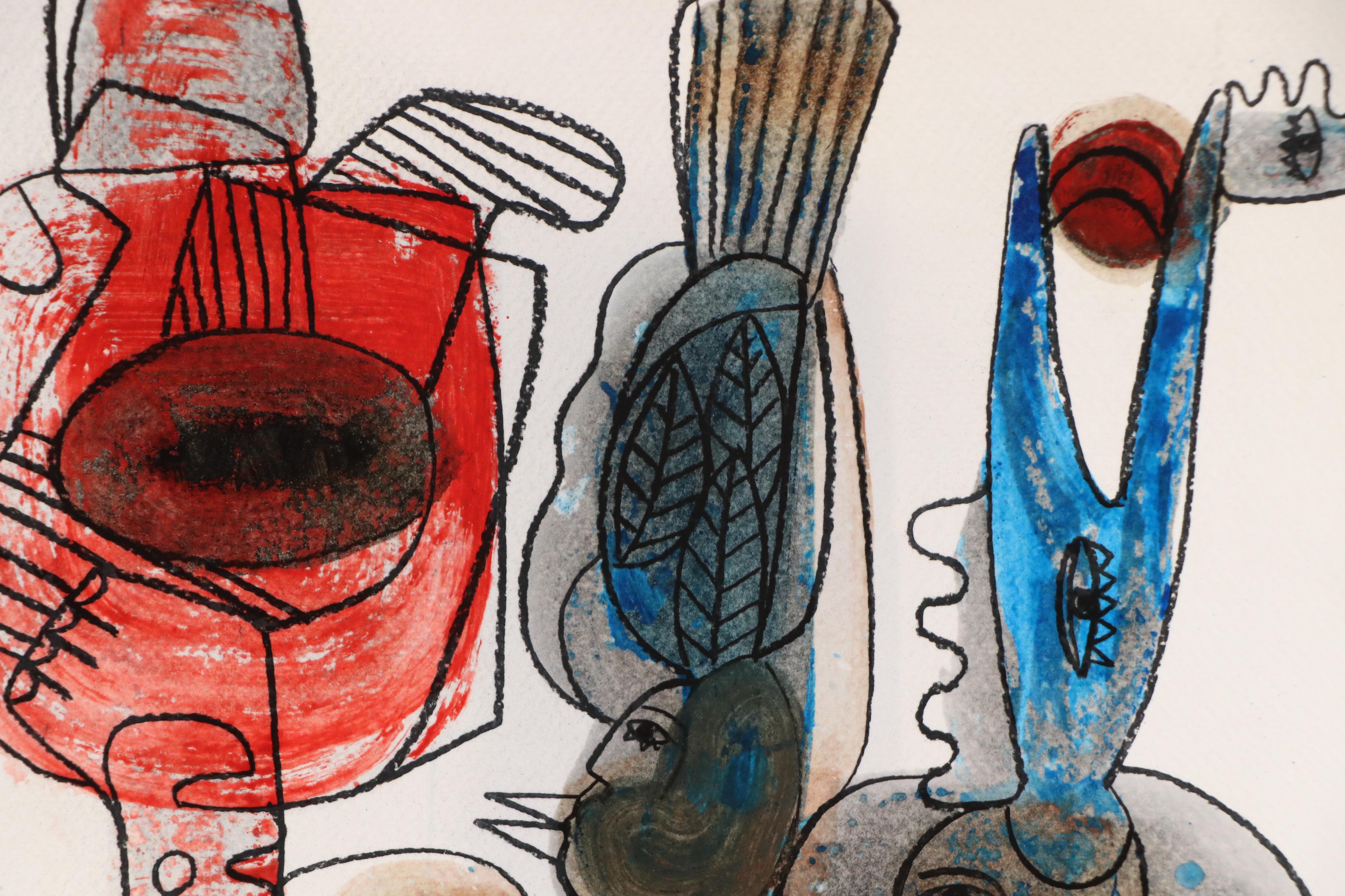 Michel Blázquez Surrealist Mixed Media Painting "Untitled #63," 2025