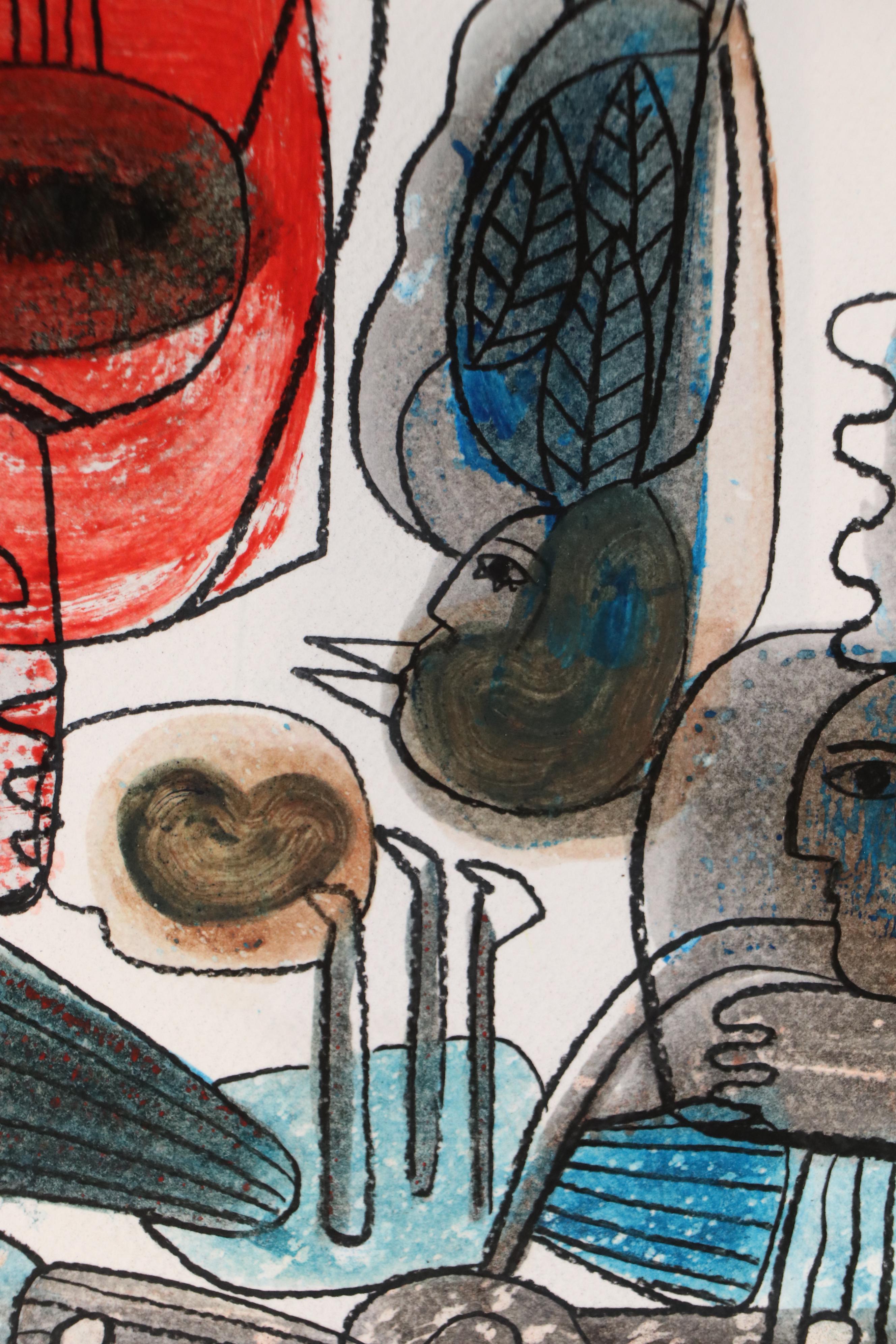 Michel Blázquez Surrealist Mixed Media Painting "Untitled #63," 2025