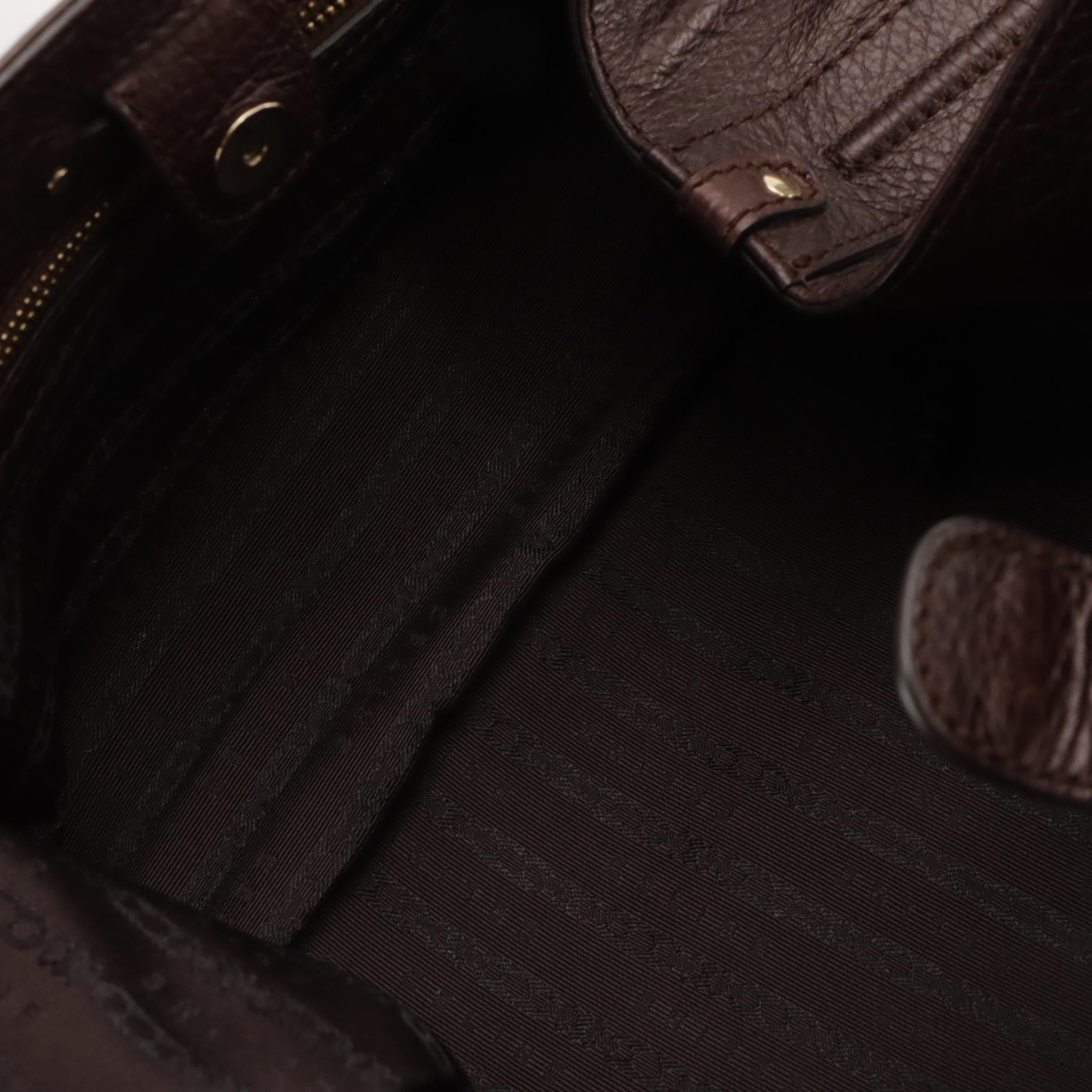 Celine Triomphe Logo Shoulder Bag in Brown Grain Leather