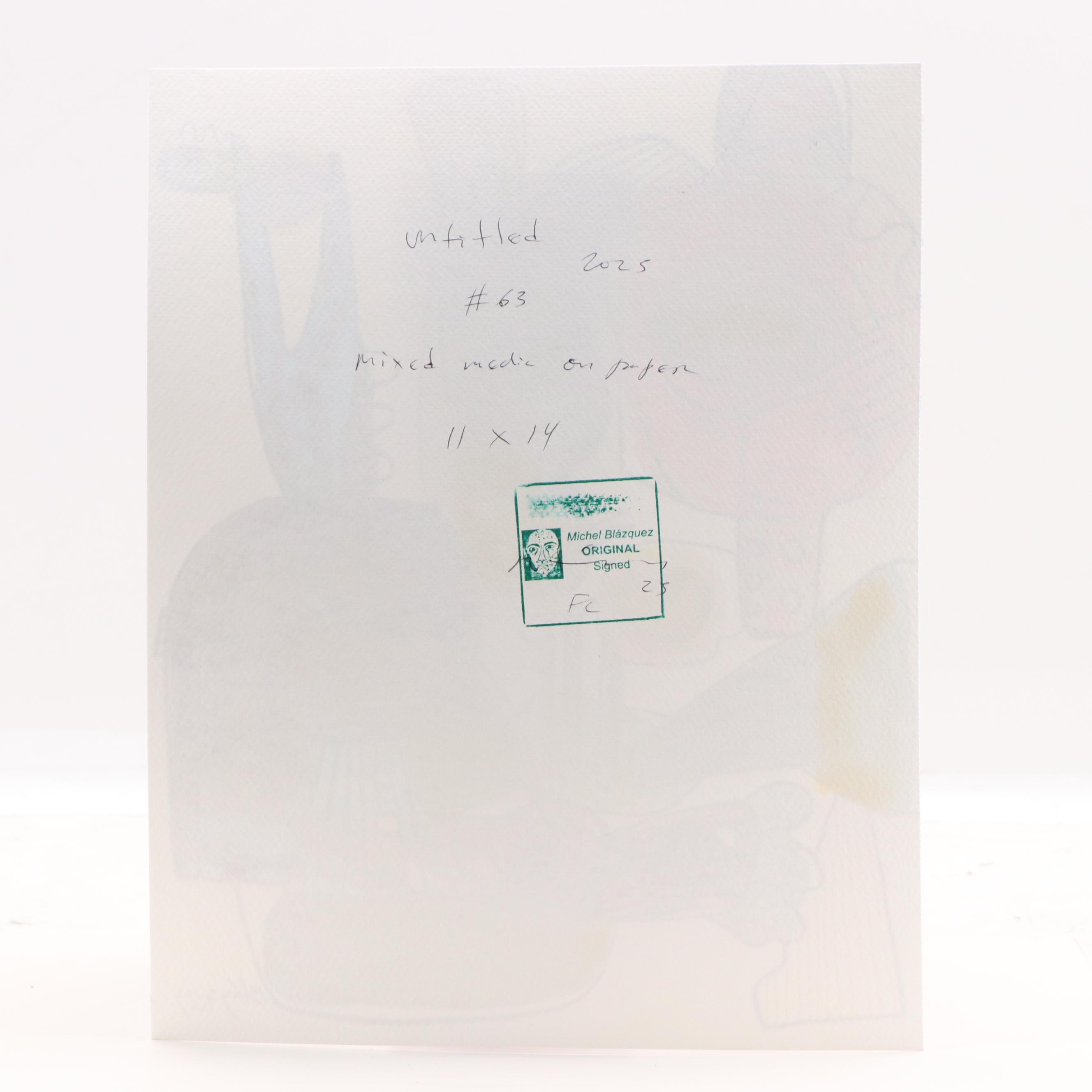 Michel Blázquez Surrealist Mixed Media Painting "Untitled #63," 2025